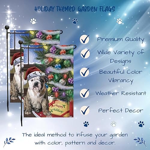 Miniatura 3 de Doggie of the Day Banderas de jardín Bulldog  Árbol de Navidad con regalos  Doble cara  Regalo decorativo de primavera para patio  Decoración del