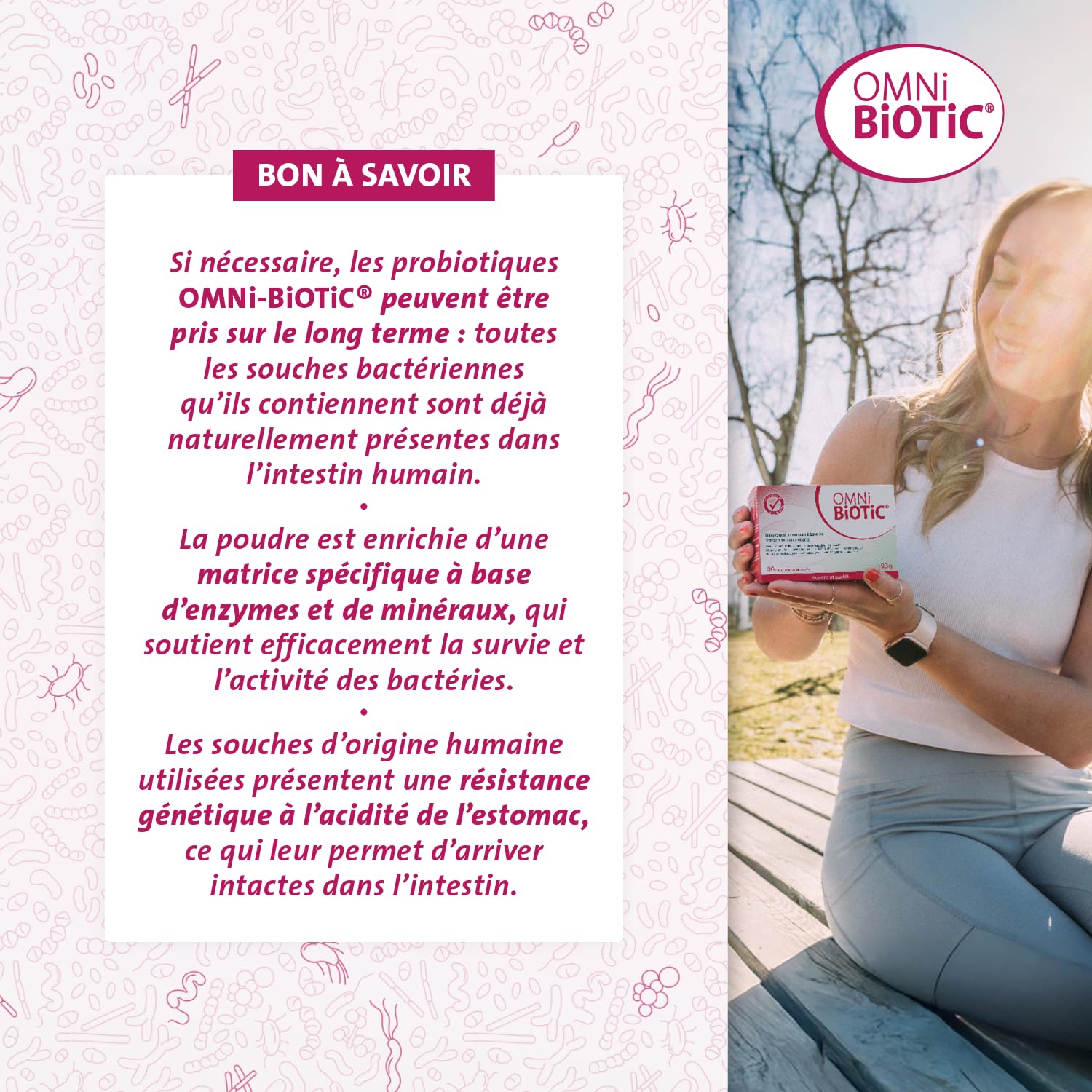 OMNi-BiOTiC 10 AAD | Probiotique | Pendant & après les antibiotiques | Équilibre intestinal | 10 souches bactériennes | 10 milliards d’UFC | 30 sachets | En poudre