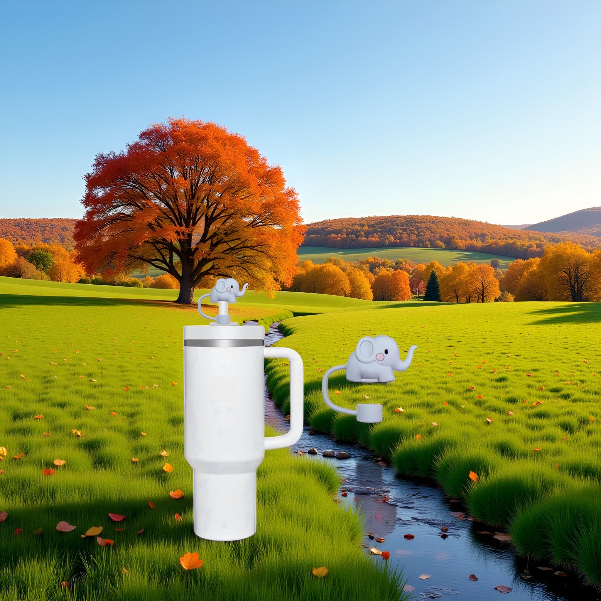 Strohhalm-Abdeckung Für Stanley Becher – Elefant & Diplodocus, Silikon, Für 10 & 850 Ml Becher