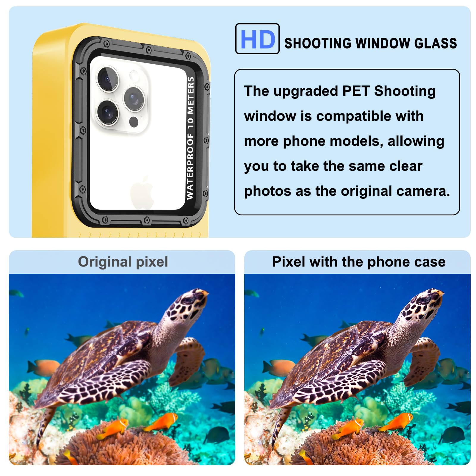 Funda de buceo para iPhone 17/16/15/14/13/12/11 Pro Max/XS/X Samsung Galaxy S26/S25/S24, funda impermeable para fotografía y vídeo subacuático (4ª, amarillo)