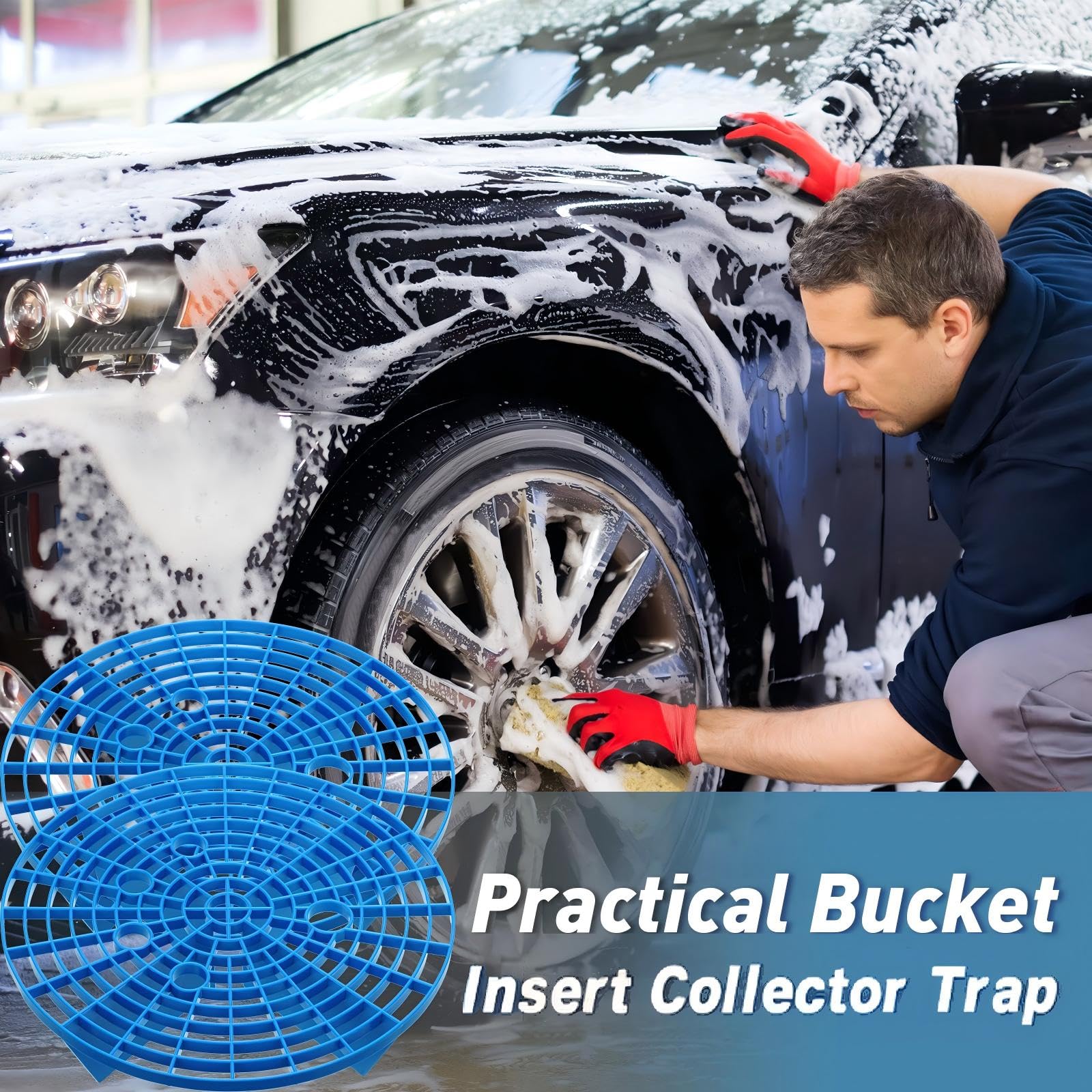 Tallew Car Wash Bucket Insert Grit Traps for Car Washing Detailing Kit Accessories Cleaning Tool Fits 12 Inch — view 6