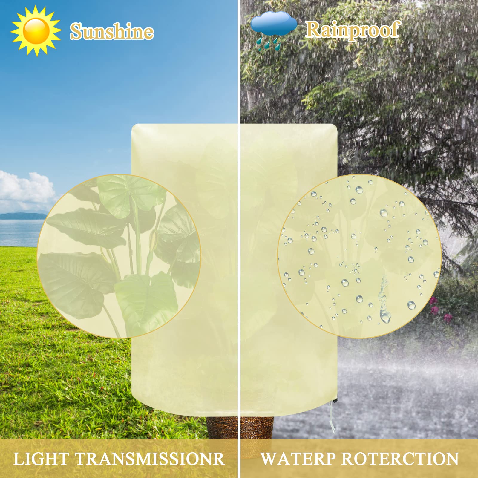 Naseom Housses De Protection Pour Plantes, 2Pcs Housse D'hivernage, Réutilisable Voile Hivernage Plante Avec Cordon De Serrage Pour Plante Palmiers Olivier Jardin D'oiseaux Et D'Insectes (60 * 80cm