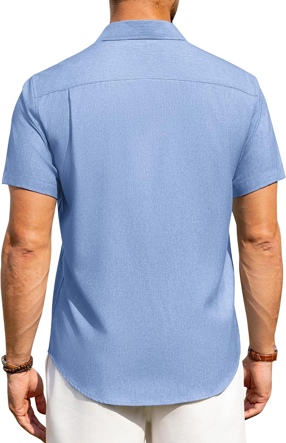 Alimens & Gentle Mens Linen Shirts Short Sleeve Button Down Shirts Wrinkle Free Casual Vacation Beach Summer Tops thumbnail