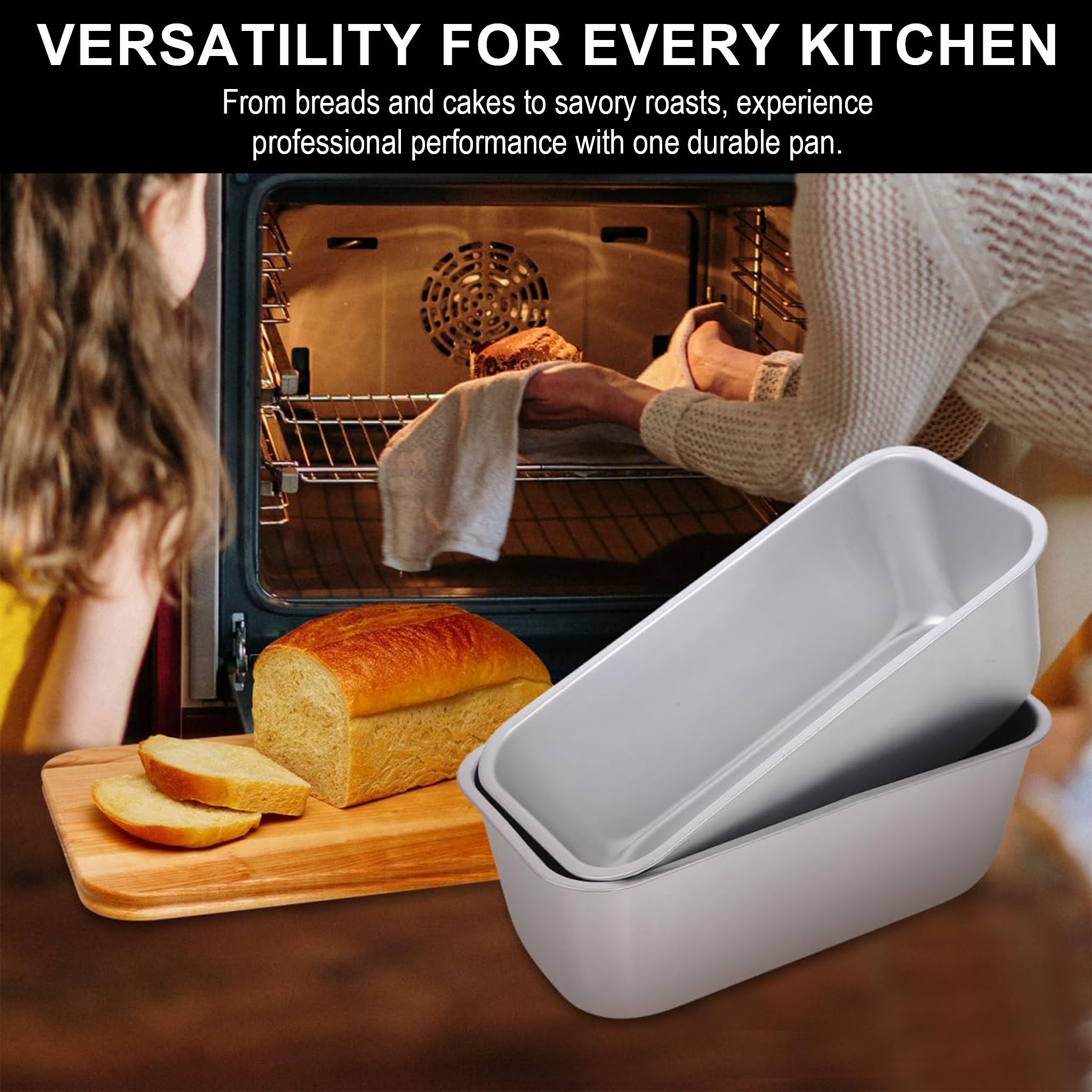 Moule à Pain en Acier Inoxydable 2 Pièces, Moule Rectangulaire 30 cm pour Pain et Gâteau, Moule à Pain Grillé Haute Qualité pour la Maison et la Boulangerie