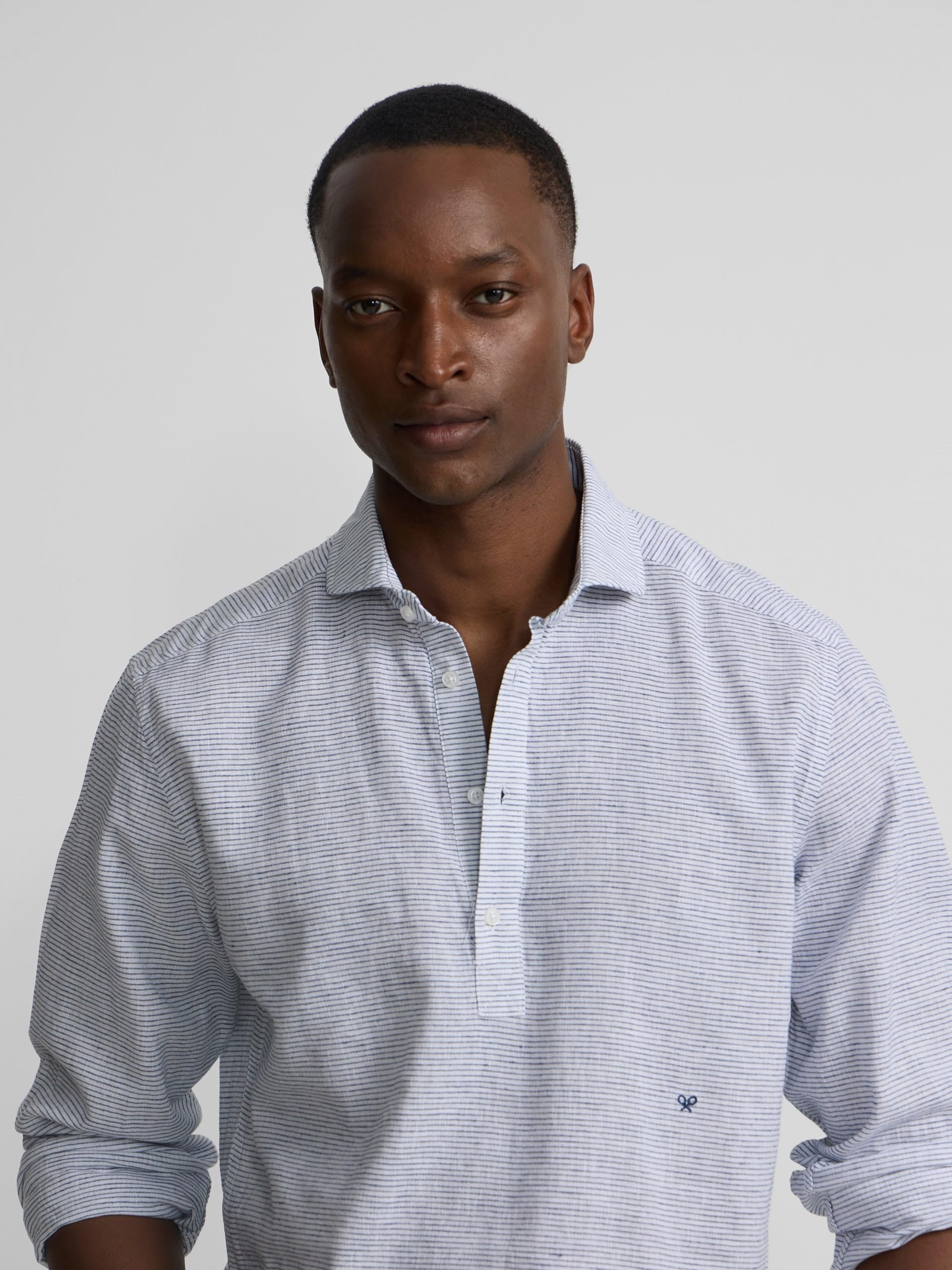 SILBON Polera Sport Lino Rayas Horizontales para Hombre