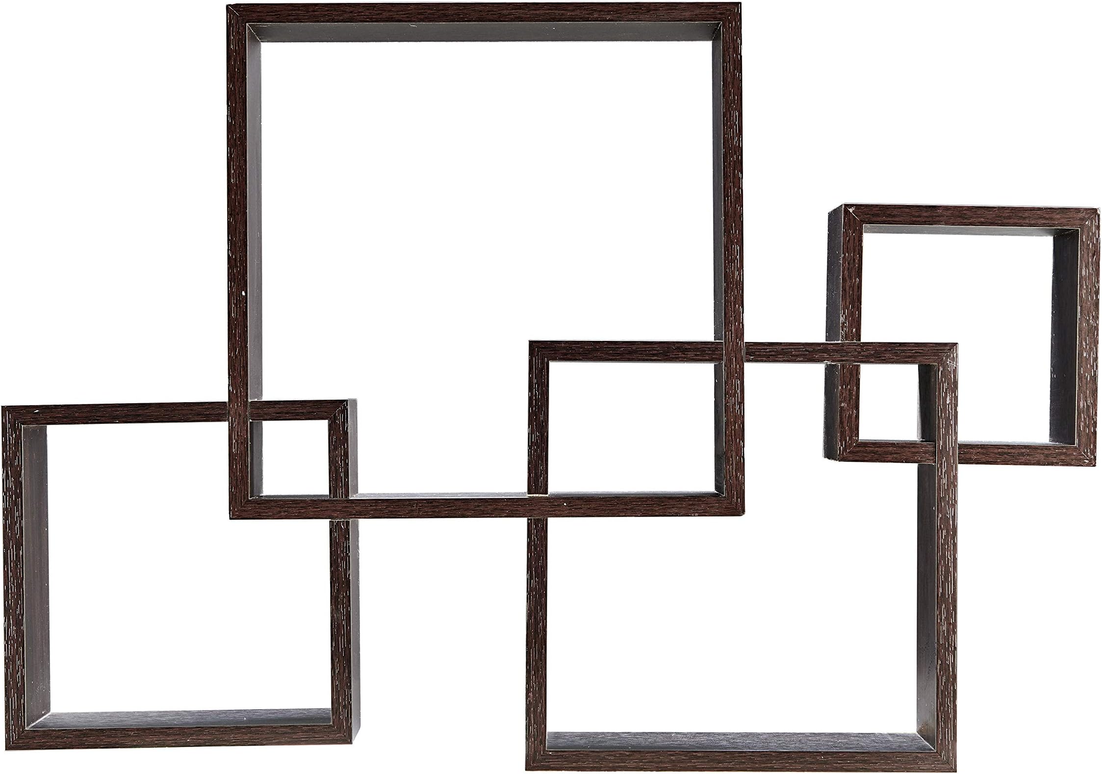 Decorative Wall Mount Floating Intersecting Cube Accent Wall Shelf - Black