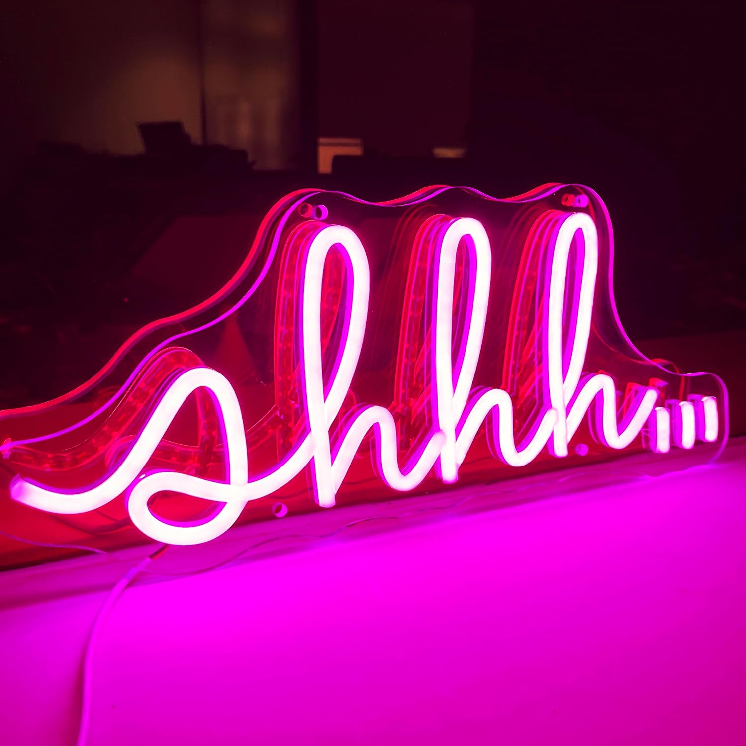 YYUAN Shhh Neon Signs for Wall Decor, Led Neon Light Sign for Bedroom Kids Room Office Library Reading Room Dorm Art Wall Decor USB Powered Light Up Acrylic Neon Signs for Bedroom