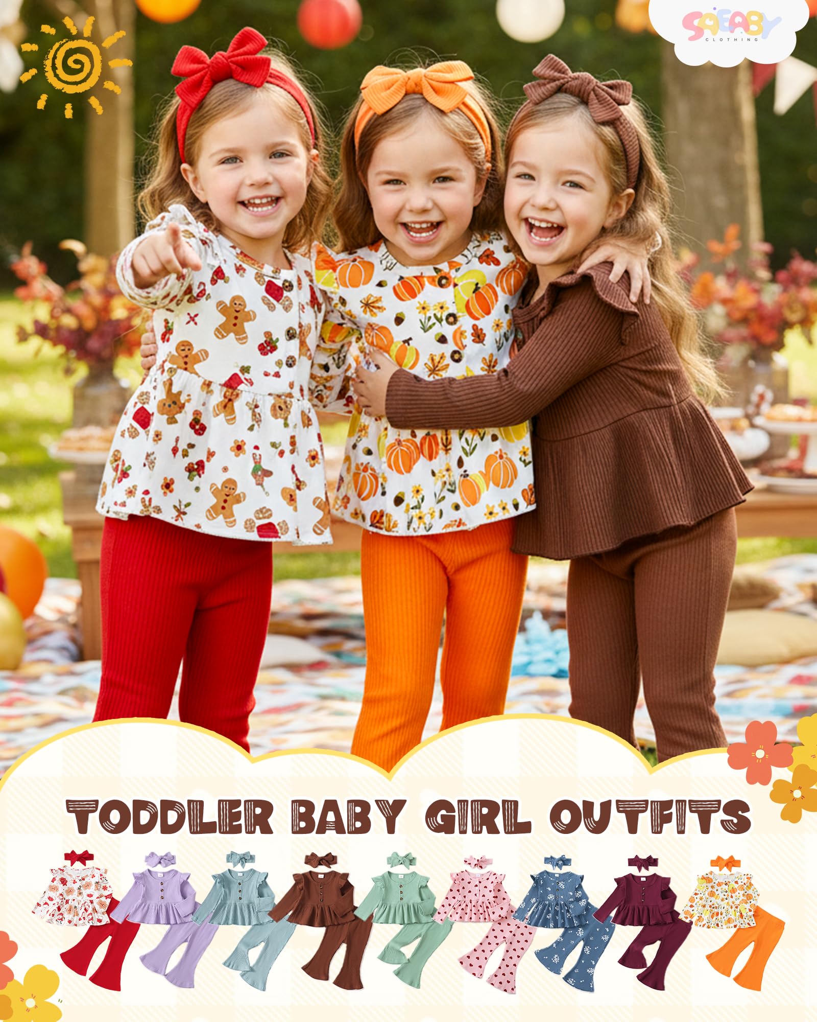 Bebé Niña Ropa De Verano Otoño Trajes De La Manga De Volante Tops De Algodón Pantalones Sólidos Bebé Niña Trajes Conjunto