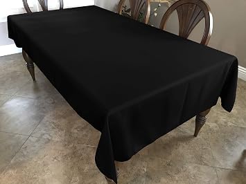 Zen Creative Designs Polyester Tablecloth Durable Machine Washable, Dining Room Holiday Decor 56" x 126" Rectangle, Black