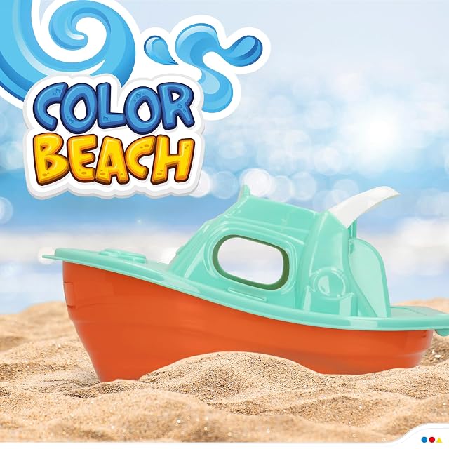 Foto 3 de 7 de ColorBaby - Juguete de playa para niños, Set de playa, cubo de playa, Ø14 cm, yate, pala, rastrillo, 3 moldes…