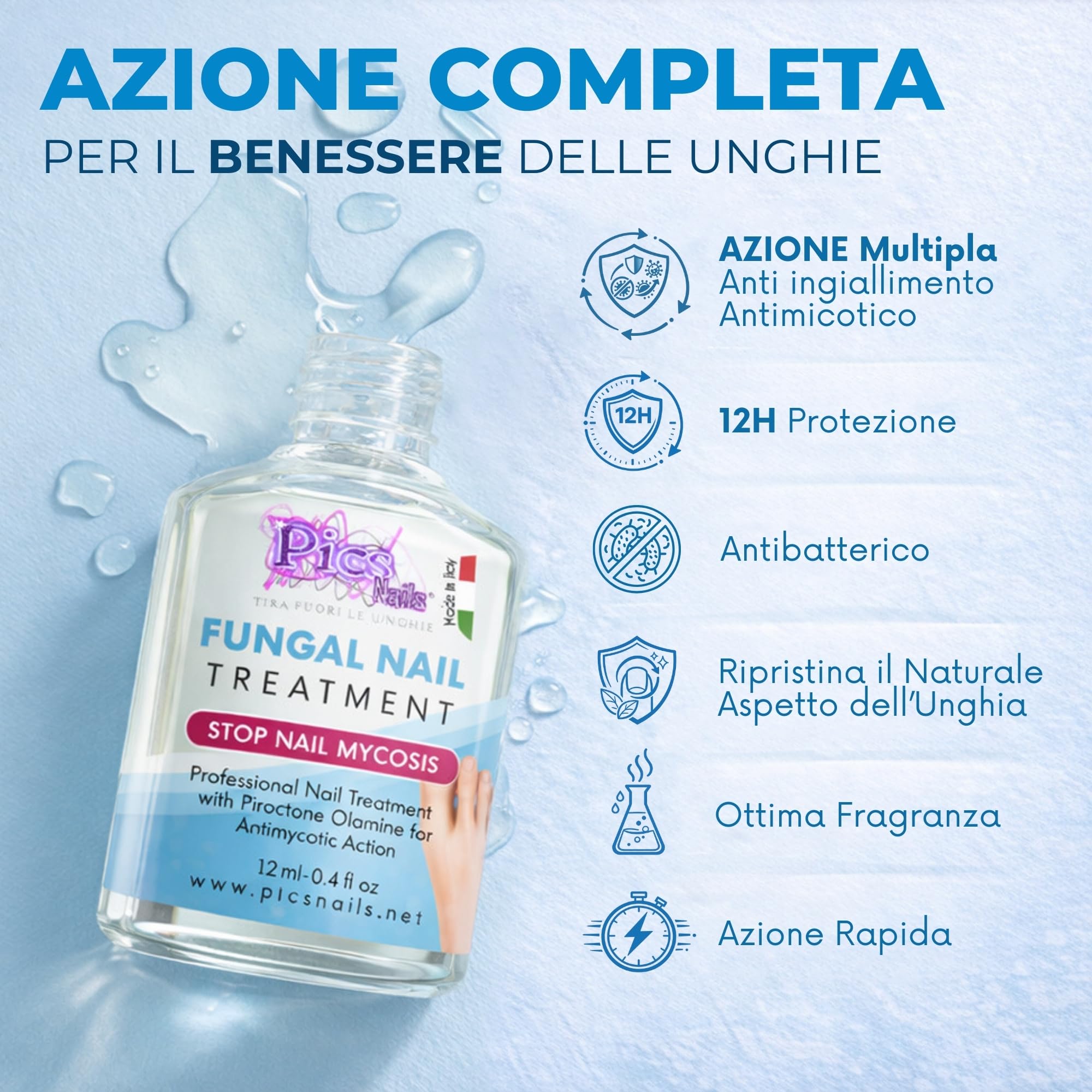 Antimicotico Micosi Unghie Piedi e Mani 12 ml - Trattamento della Micosi del Piede e della Mano, Previene e la Micosi/Funghi dalle Unghie di Piedi e Mani e Ripristina il Naturale Aspetto dell'Unghia.