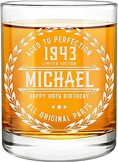 80th Birthday Gifts for Men - Personalized Whiskey Glass - Old Fashioned Funny Novelty 80 Year Old Man Gift Ideas - 80th Decorations for Dad, Husband, Friend - 80th Birthday Present for Him 1943 Gift