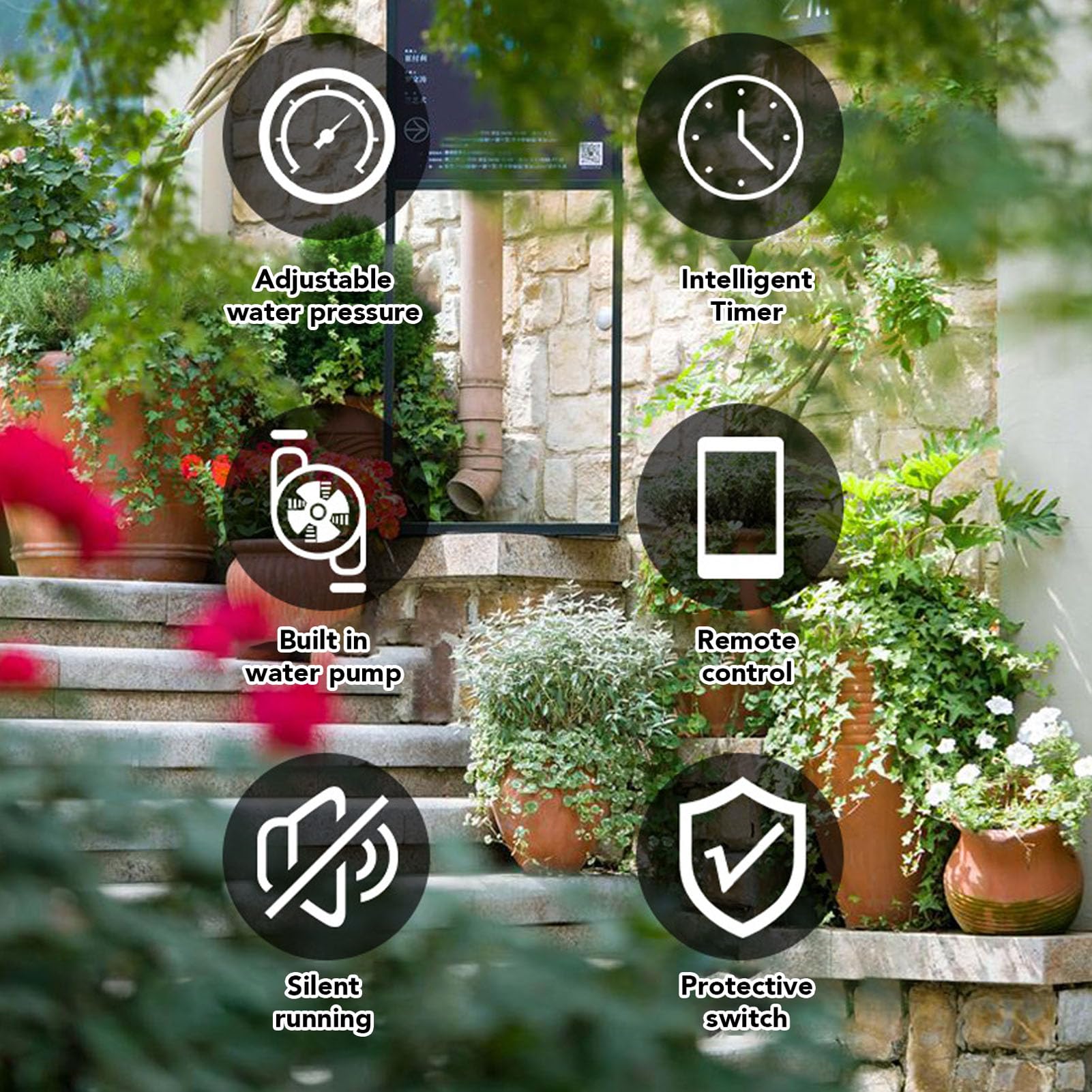 Cryfokt Inteligentny System Nawadniania Kropelkowego z pompą samozasysającą, Zegarem Wi-Fi dla Roślin Domowych, Balkonu, Ogrodu (wtyczka UE)