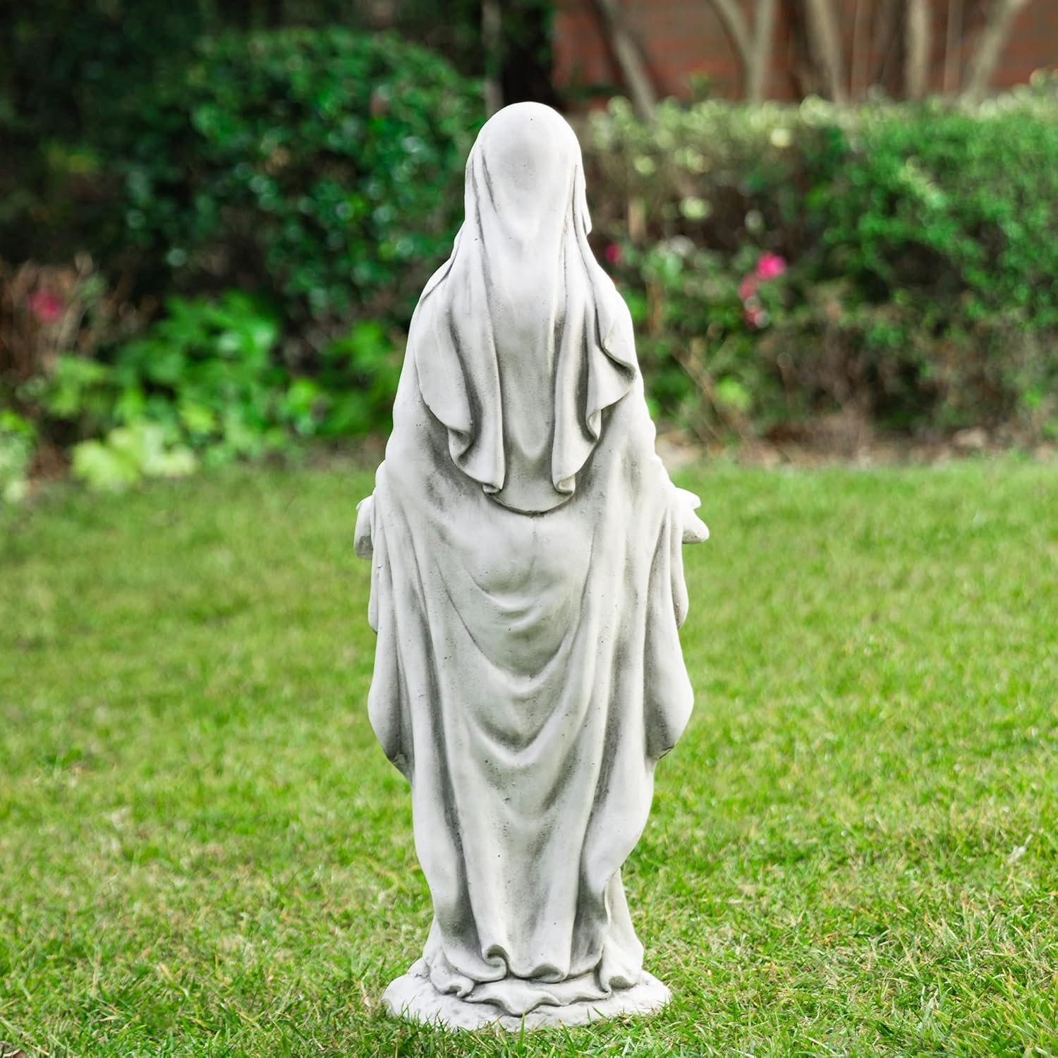 glitzhome GH50521 Blessed Mother Virgin Mary Religious Garden Decor Statue, 31 Inch, Antique Beige