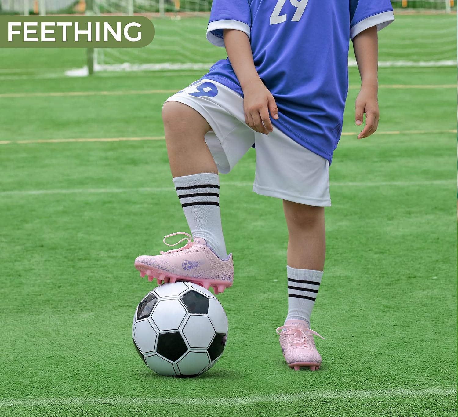 Kids & Youth Soccer Cleats for Girls & Boys – Firm Ground Football Shoes with Durable Long Studs for littls/Big Kids