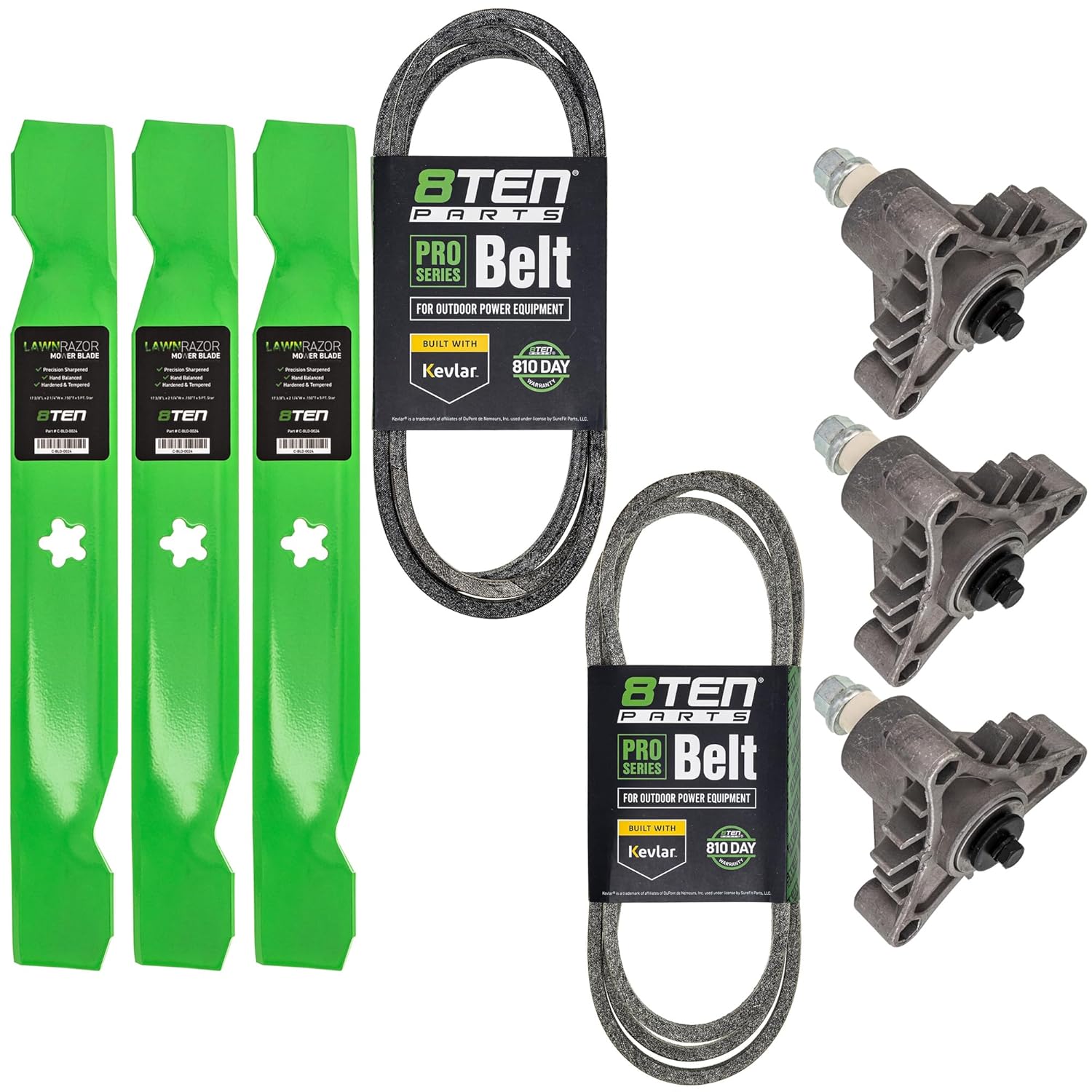 8TEN Deck Rebuild Kit for Husqvarna 50 inch GT200 GTH220 GTH250 GTH2250A GTH2250XPA GTH2550 XPB Blade Spindle Belt