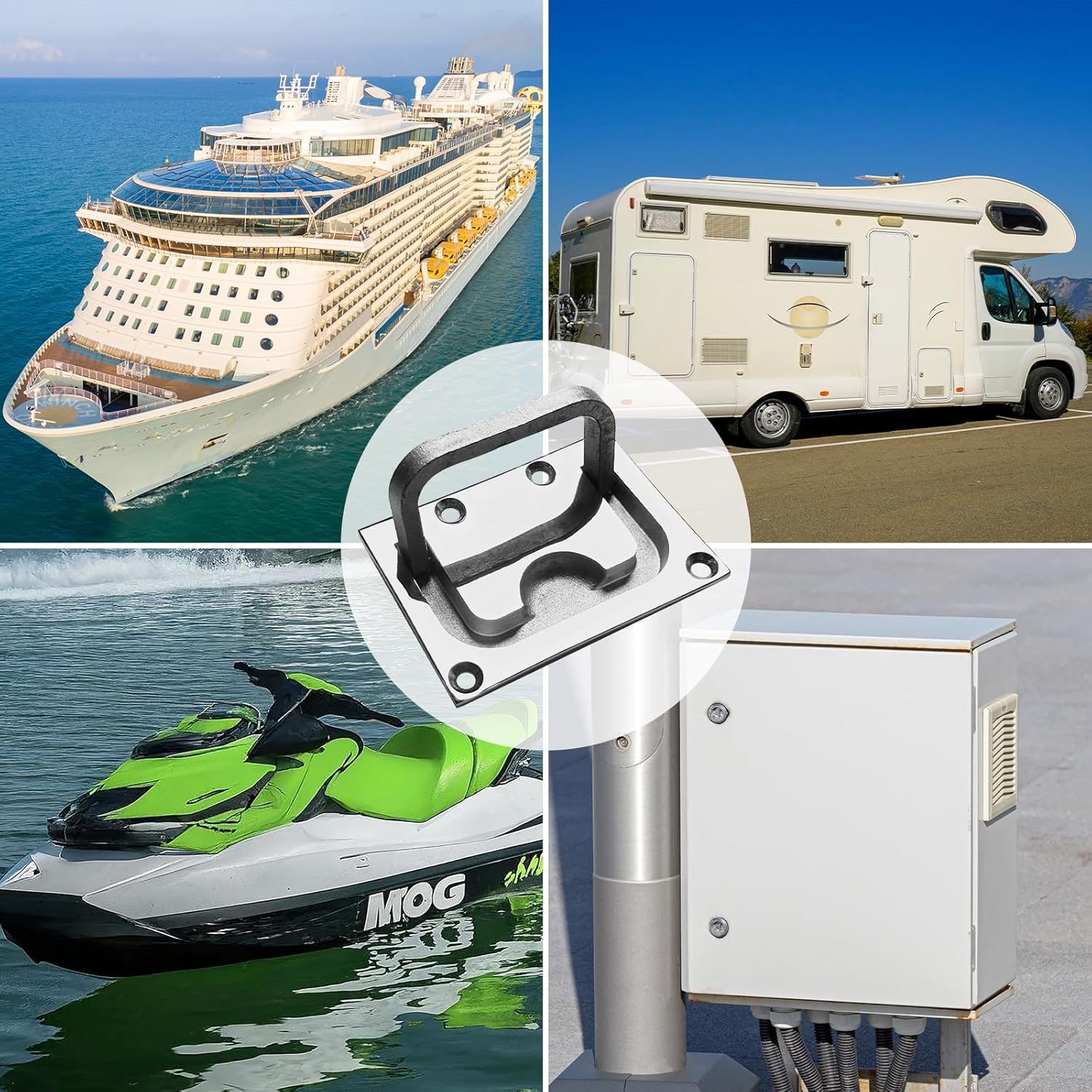 4Pcs Marine Grade 316 Stainless Steel Flush Lifting Handle Door Pull with Mount Screws for Boat Deck Hatch Handle and Home Furniture Recessed Pull Handle（3 x 2.3inch）