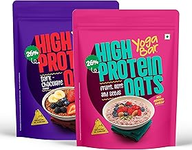 Yogabar High Protein Oats Variety Pack of 2, 1kg Each | 26g Protein per 100g | With Probiotics | No Refined Sugar | Instant Oatmeal for Breakfast | Fruits Nuts & Seeds, Dark Chocolate