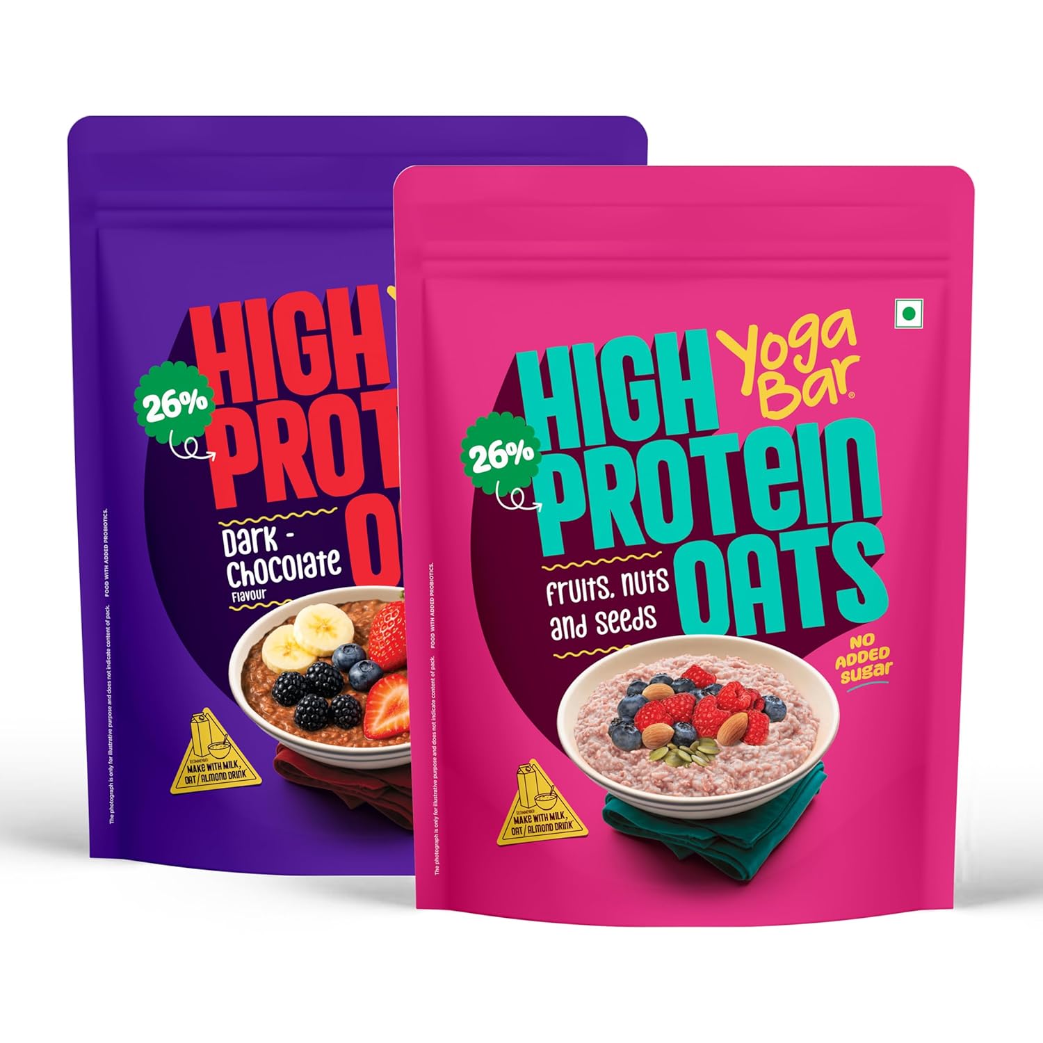 Yogabar High Protein Oats Variety Pack Pack of 2 · 1 kg (2 kg total) - Image 1