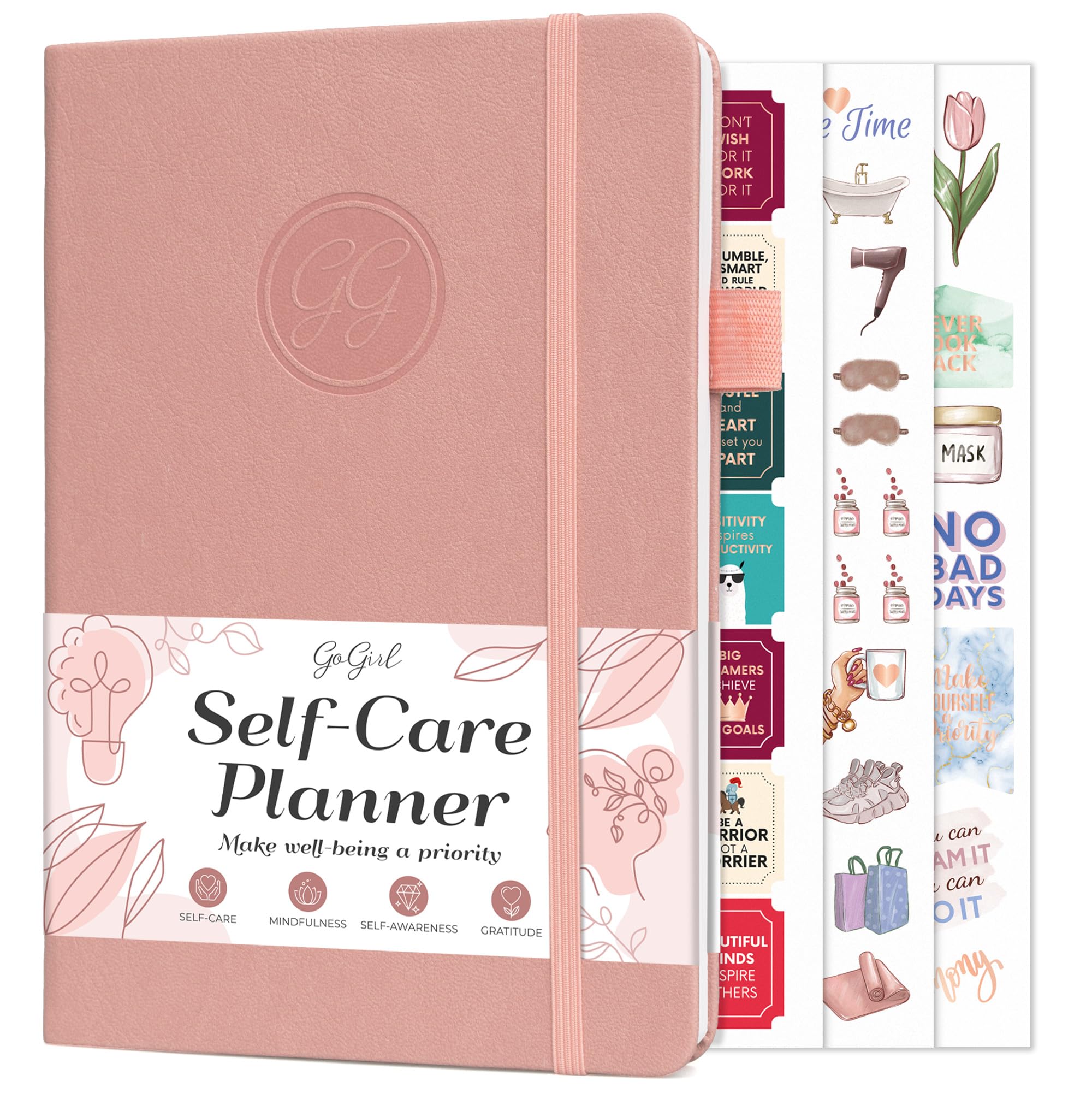 GoGirl Self-care Journal, Daily Mental Health Notebook with Mood & Wellness Trackers, Personal Development
