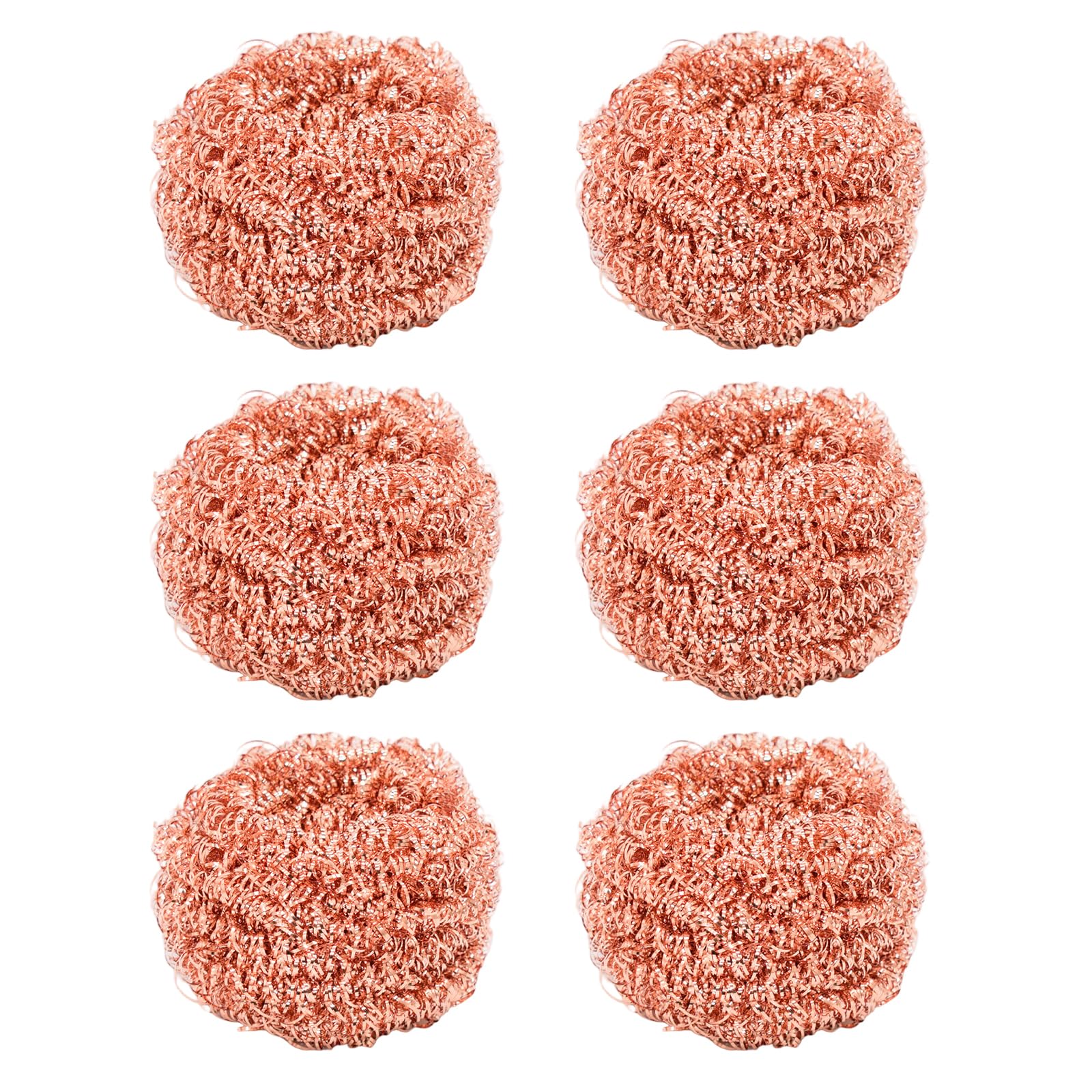 Hbbgdiy Copper Scrubber 6Pcs Heavy Duty Non Scratch Copper Sponge Reusable Metal Scouring Pads for Cast Iron Stainless Steel Pots Oven Racks Grills Cleaning