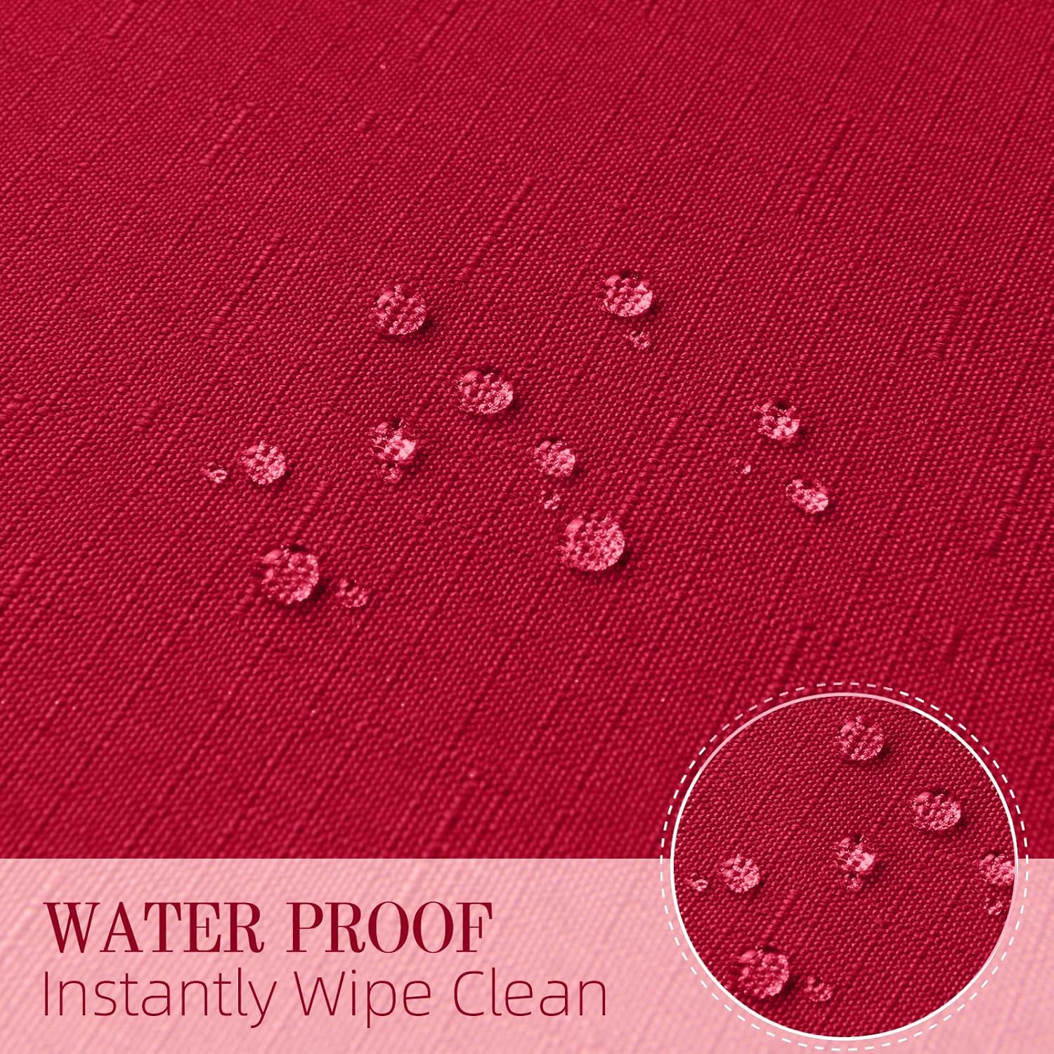 Cloth Place Mats Set of 8–Reusable Rectangular Waterproof Fabric Polyester Washable Wipeable Heat Resistant Linen for Kitchen Dining Dinner Restaurant Wedding Table(DarkRed/13x19 Inch)
