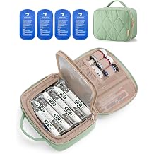 YARWO Puffy Insulin Cooler Travel Case Compatible with Zepbound/Mounjaro Injector Pens, Tirzepatide Travel Case TSA Approved with 4 x 160g Ice Packs, Large Diabetic Bag for Trip & Daily Use, Green