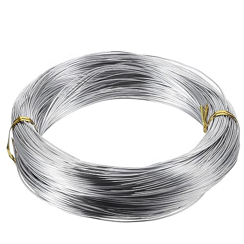 TecUnite Alambre de aluminio plateado, alambre de metal flexible para hacer muñecas, esqueleto, manualidades (328.1 ft x 0.031 in)