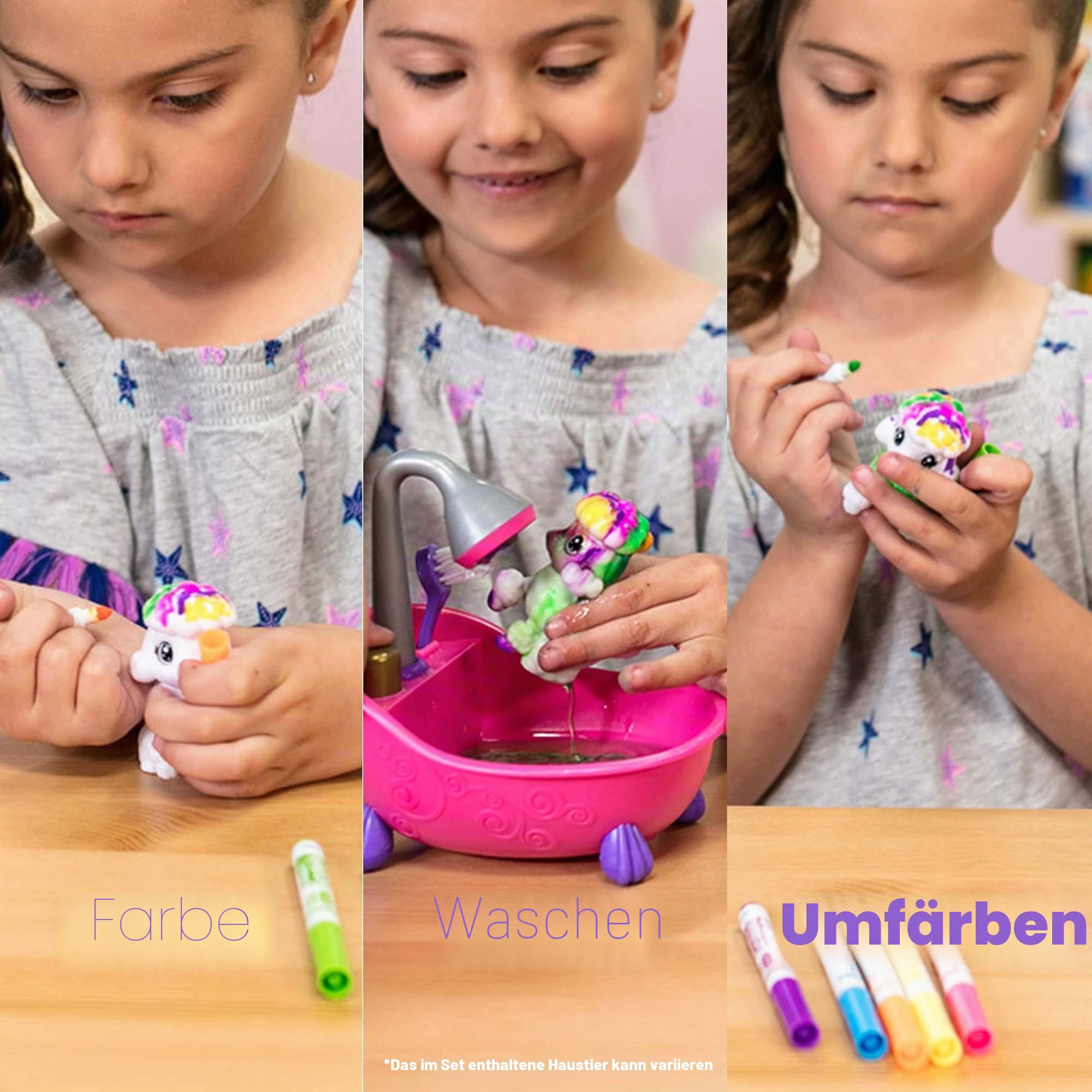 CRAYOLA Washimals, Kreatives Malset, Filzstifte und Welpen zum Ausmalen, Badewanne und Dusche, Rosa, ab 3 Jahren, 74-7249