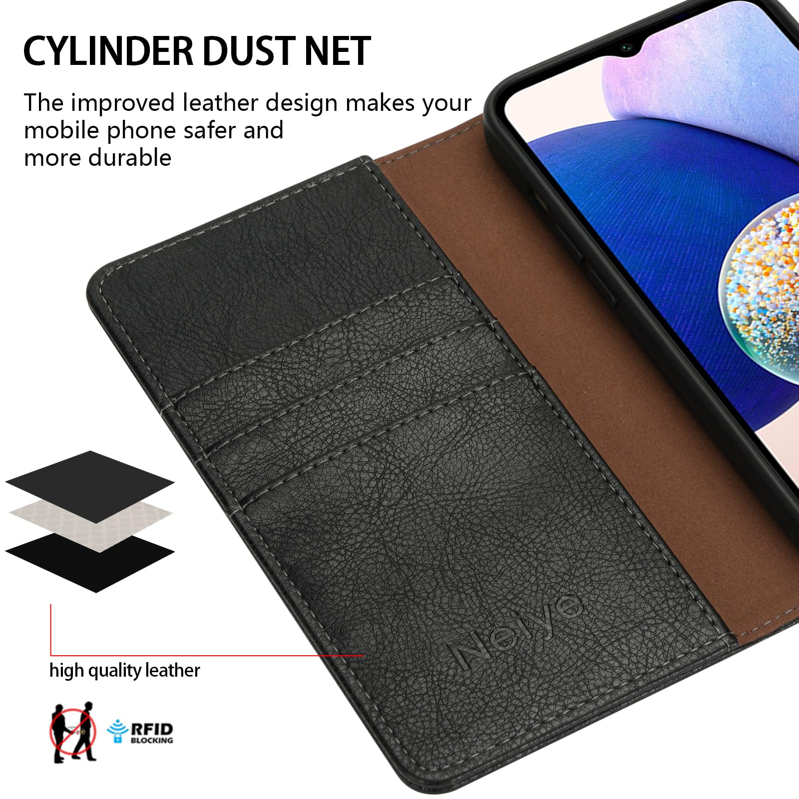 Neiye Compatible with Samsung Galaxy A15 5G Wallet Case with RFID Blocking Card Slots Magnetic Closure Protective Flip PU Leather Stand Phone Cover for Galaxy A15 Case Wallet(6.5 inch-Black)