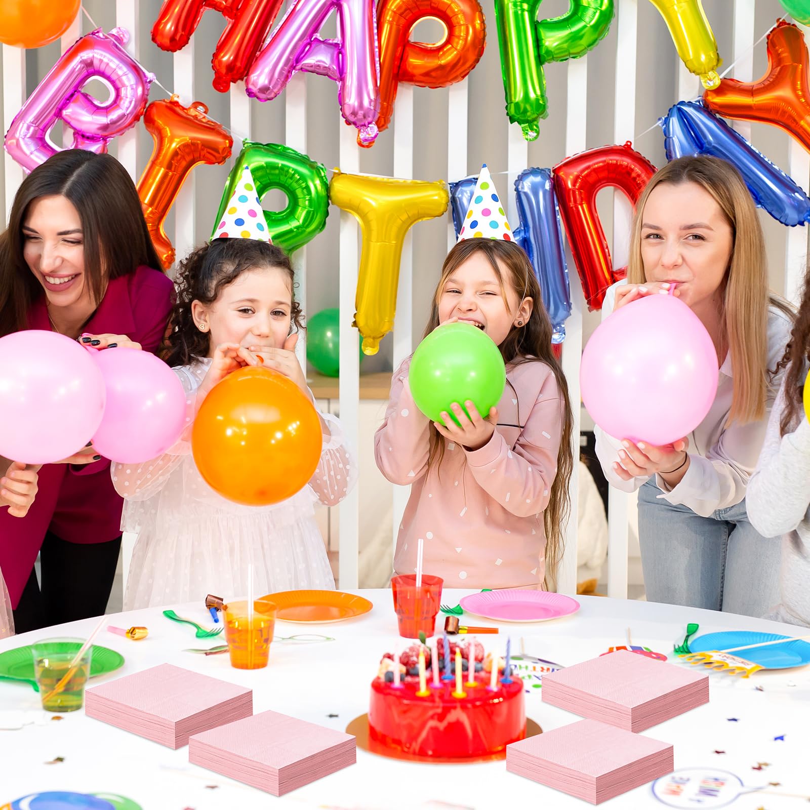 60 szt. różowych serwetek 15 cm, 2-warstwowe jasnoróżowe serwetki koktajlowe papierowe serwetki | Jednorazowe serwetki imprezowe na urodziny ślub dziewczyna baby shower wieczór panieński