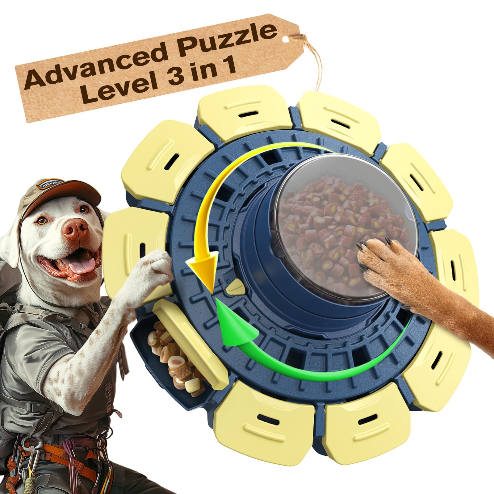 KADTC Level 3 in 1 Hard Dog Advanced Puzzle Toy for Smart Small/Medium/Large Dogs Difficult Challenging Food Puzzles Toys Slow Feeder Cognitive Intelligence Brain Mental Stimulation Mind Treat Game