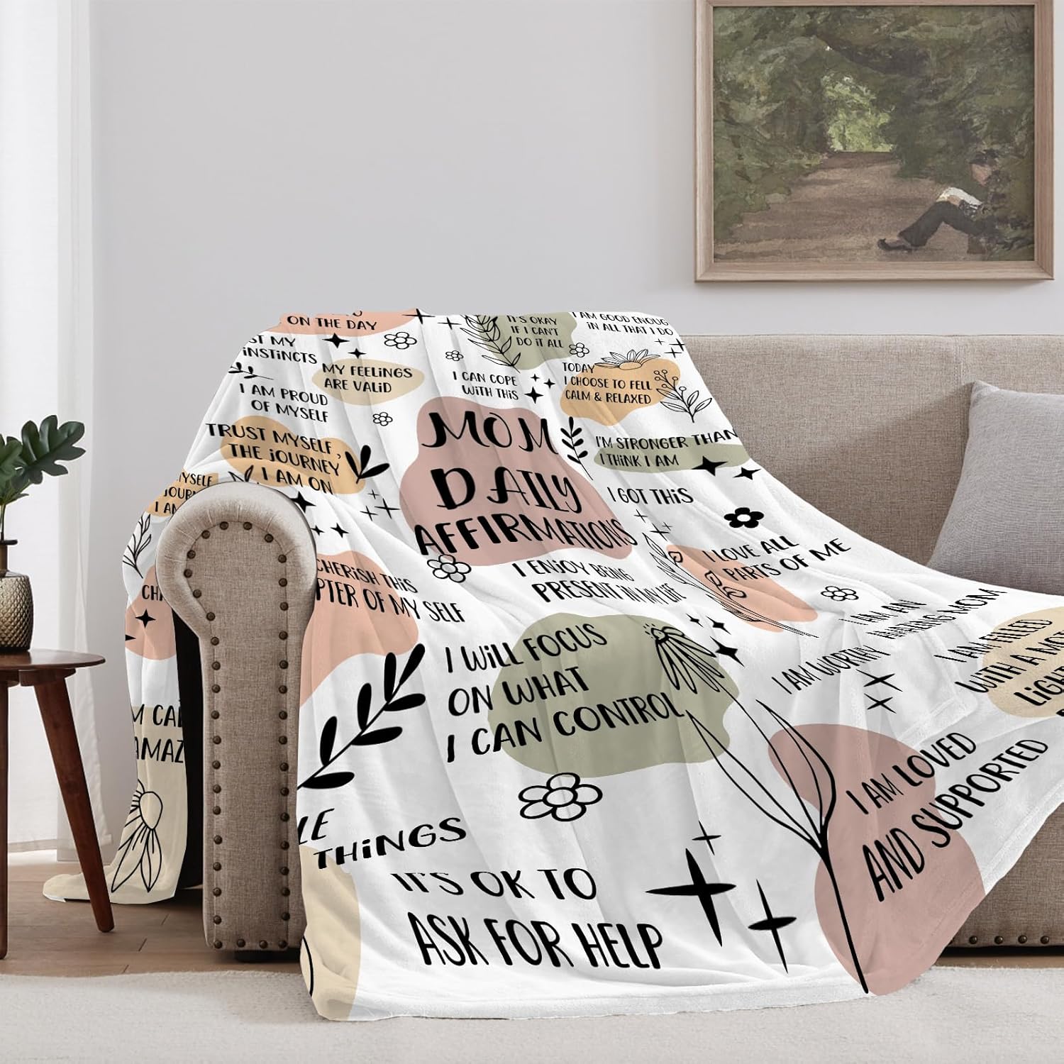 New Mom Blanket Gifts for Women 60”X50”, Daily Affirmations Mother Throw Blanket, New Mom Gifts for Mom, Wife, Sister, Friends Thanksgiving (New Mom Blanket) - Image 3