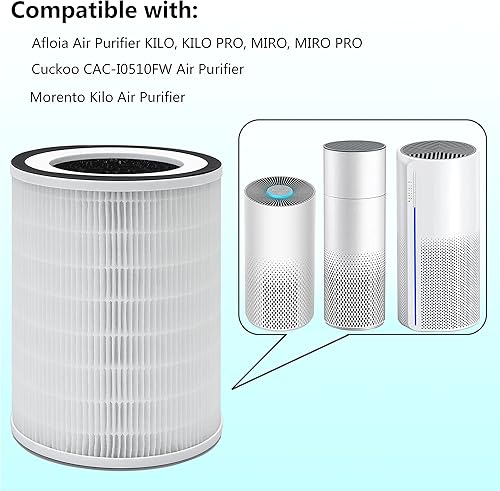 Miniatura 2 de Lhari Filtro HEPA verdadero compatible con purificador de aire Afloia KILO, KILO PRO, MIRO, MIRO PRO y Morento KILO purificador de aire, paquete de 2
