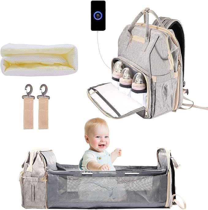 Petrichor Diaper Bag Backpack with Changing Station, Travel Portable