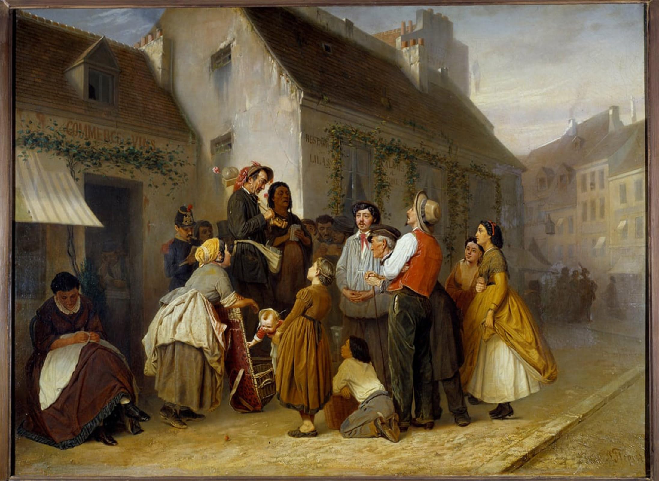 SERENDIPITP Vintage Picture Print on Canvas Wall Art Poster Street Scene in Paris Passers by Vasili GriGorrevich Perov Artwork Print Poster for Wall Decor 60x90cm