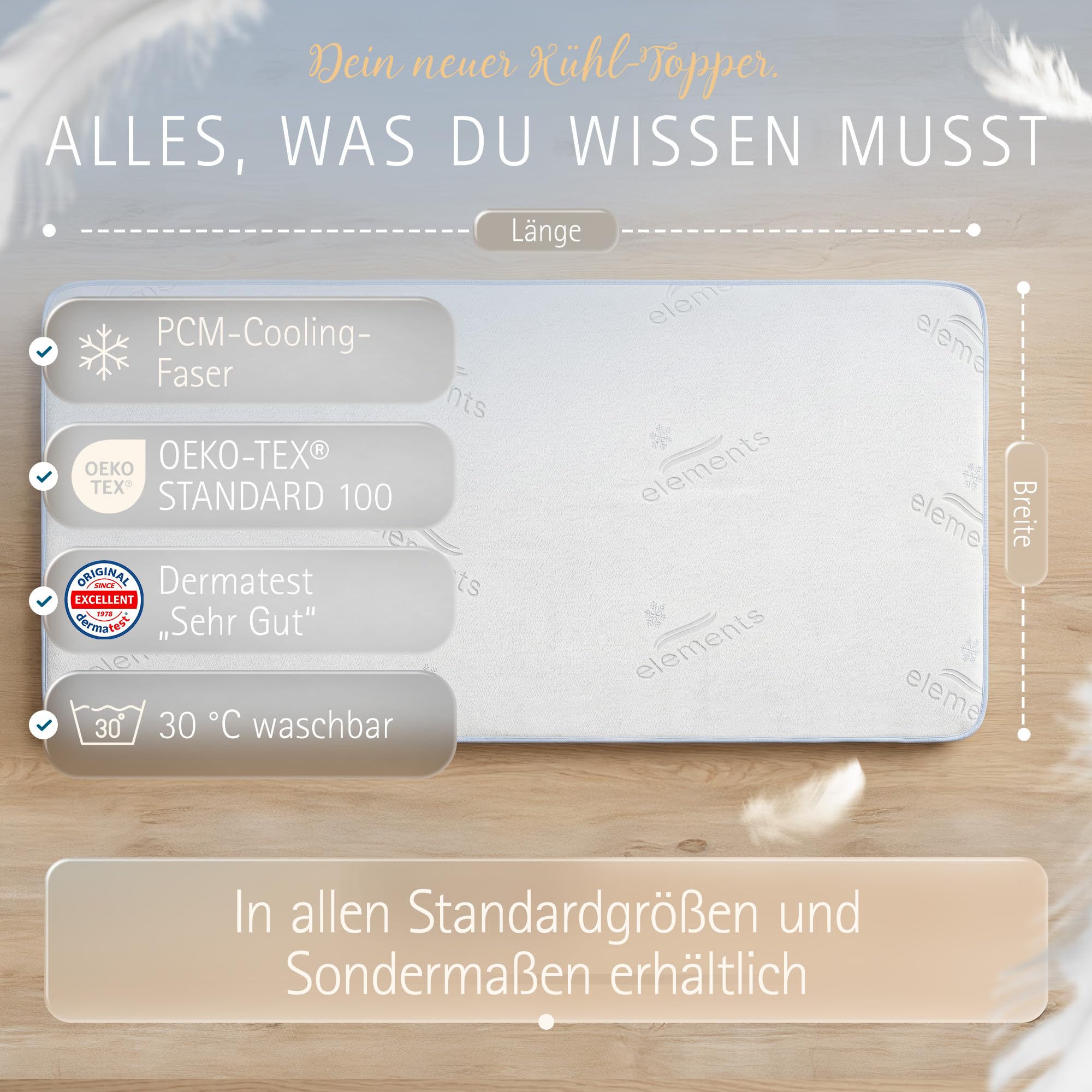 Kühlende Matratzenschoner 90x200 | Endlich kühl schlafen Dank PCM Kühlfasern | Matratzenauflage gegen Schwitzen mit 3–5 °C Kühleffekt | Matratzenschutz für den Sommer Oeko-TEX Zertifiziert