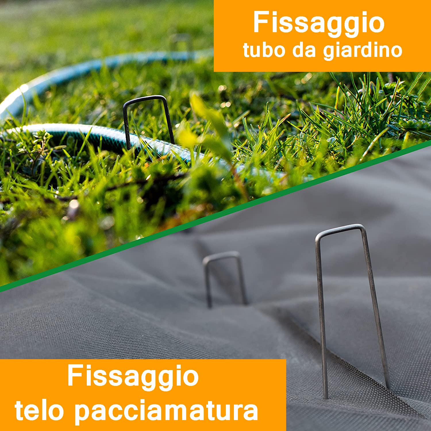 Picchetti In Robusto Acciaio Non Galvanizzato Per Fissaggio Telo Pacciamatura Recinzione Giardino Erba Sintetica Ancoraggio Prato Rete Lunghezza 150 mm, 25 mm di Larghezza, Ø 3 mm (1000 Picchetti)