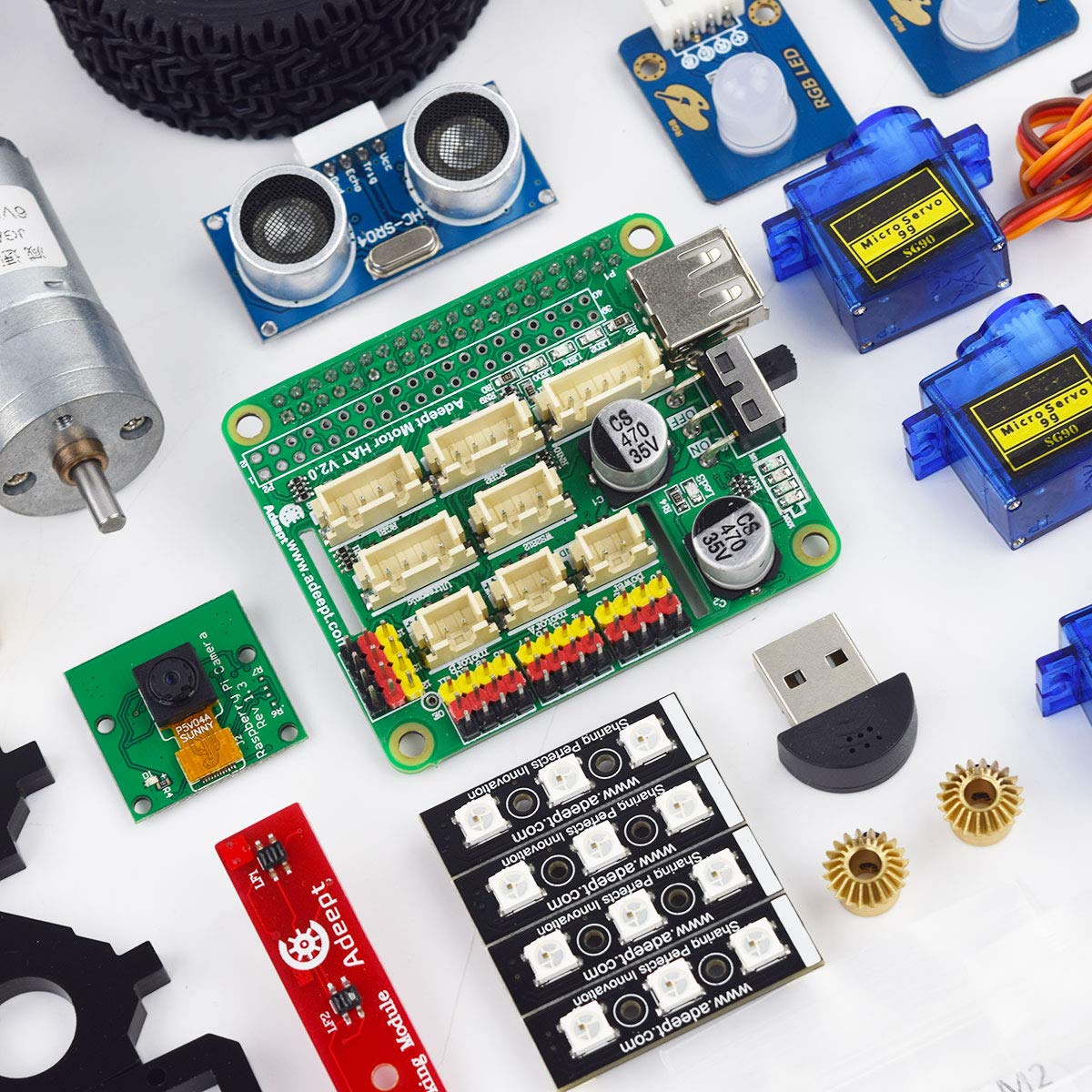 Adeept Mars Rover PiCar-B WiFi Smart Robot Kit voor Raspberry Pi 4/3 Model B B, spraakherkenning, OpenCV, realtime videotransmissie