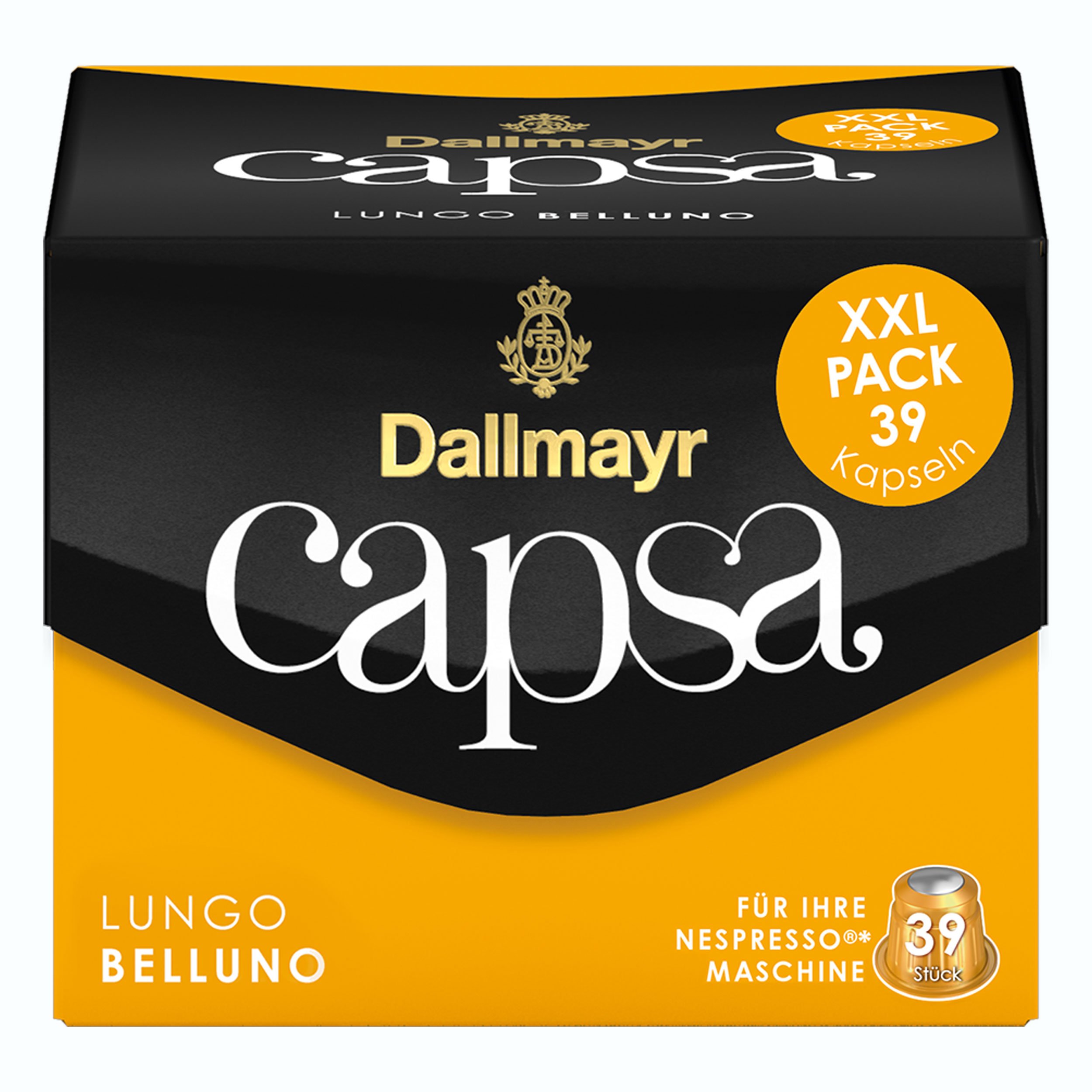 Dallmayr Capsa Lungo Belluno XXL, Nespresso Kompatibel Kapsel, Röstkaffee, Kaffee, 390 Kapseln á 5.6 g
