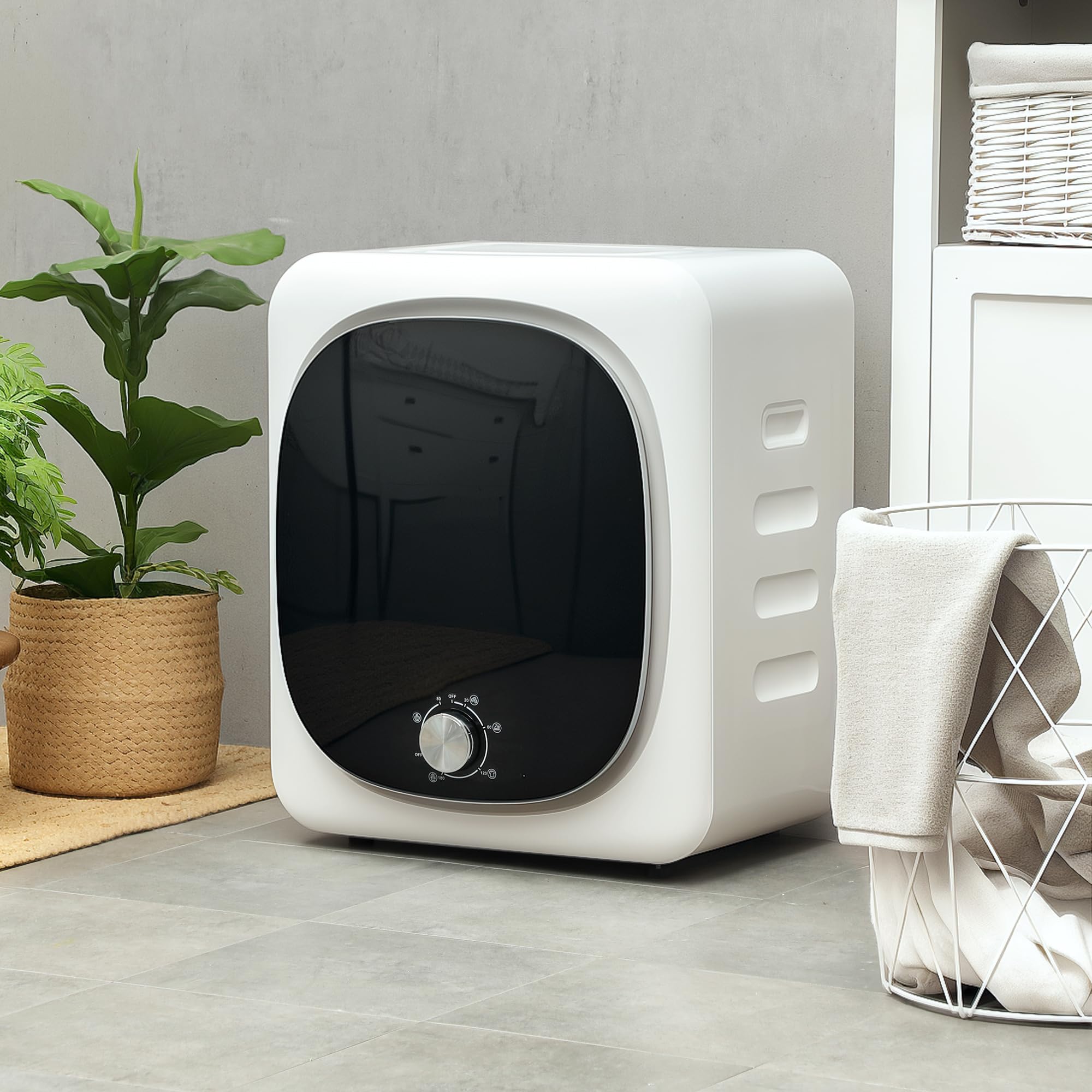 HOMCOM Kompakter Ablufttrockner Elektrischer Wäschetrockner 800 W 4 Kg mit 5 Trocknungsstufen, Edelstahlbehälter, Frontlader, für Wohnung, Haus, Wohnmobile, weiß