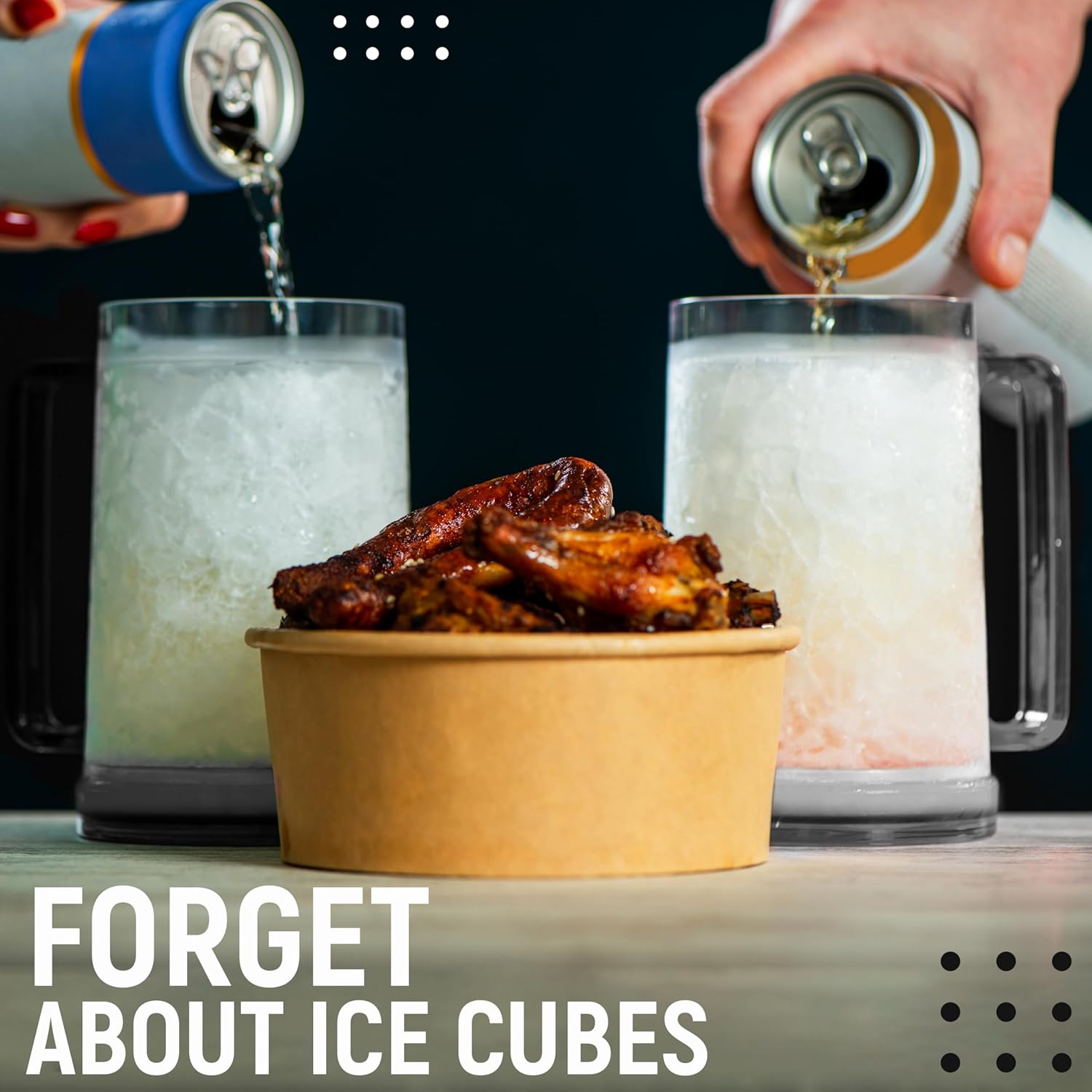 Granatan Freezer Beer Mugs Set of 4, 16 oz Double Wall Gel Mugs for Freezer, Acrylic Plastic Beer Stein with Handle, Ice Cold Glasses for Men, BBQ, & Pool Parties (Clear) - Image 5