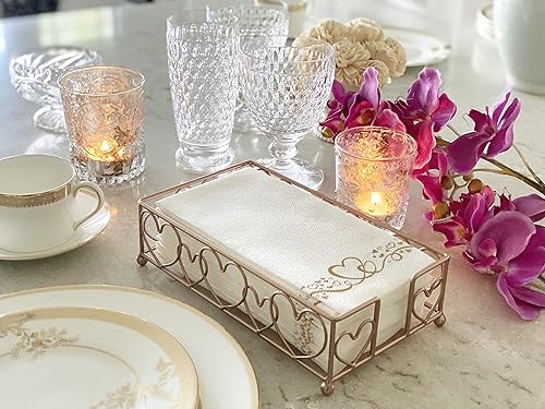 Miniatura 9 de Chez JuJu Servilletero dorado elegante y resistente para invitados, bandeja de almacenamiento de toallas de mano de papel desechable, calidad
