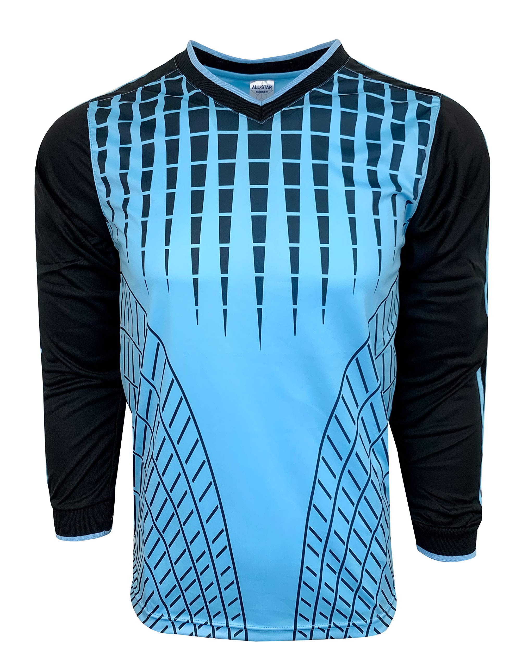 Just 4 Kicks Goalkeeper Soccer Jersey Padded Goalie Shirt with Sponge Protector (Blue, Small)