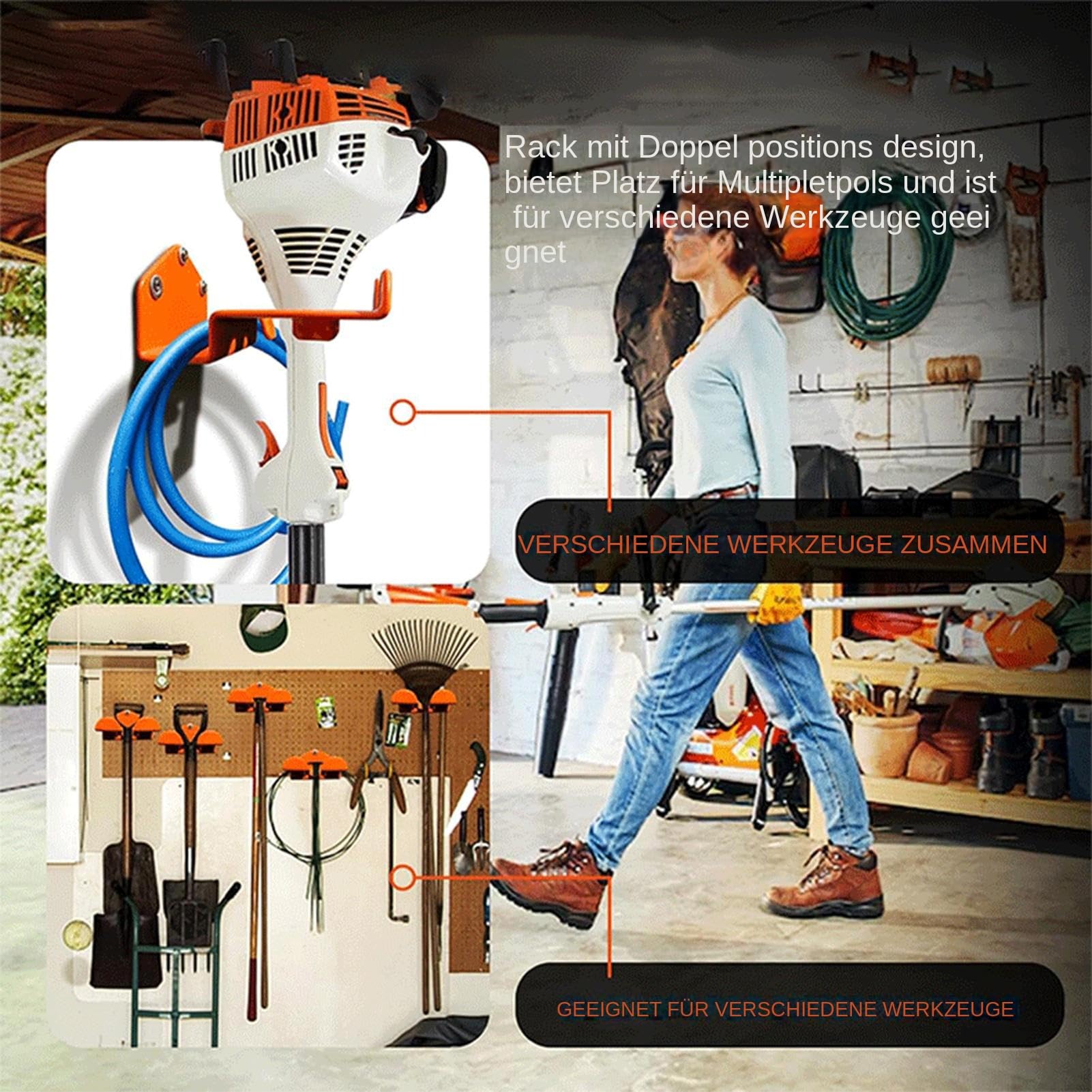 Weedater Hanger - Colgador para deshierba, gancho para cortacésped | 2 unidades de organizador de pared resistente, almacenamiento de utilidad de garaje para recortadora de setos, herramienta el
