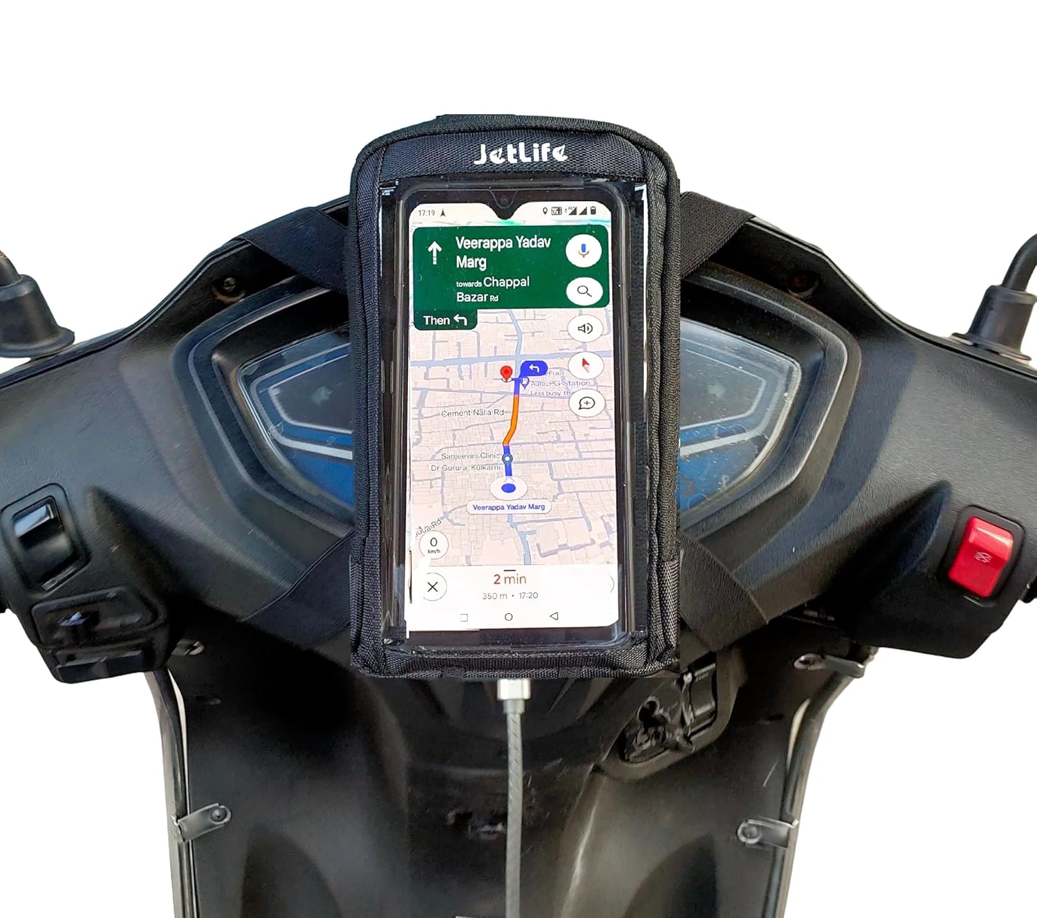JETLIFE Mobile Holder/Pouch/Mount for All Types of Scooter Scooty Activa Jupiter EV etc | X1 Model (Black) JETLIFE Mobile Holder/Pouch/Mount for All Types of Scooter Scooty Activa Jupiter EV etc | X1 Model (Black)