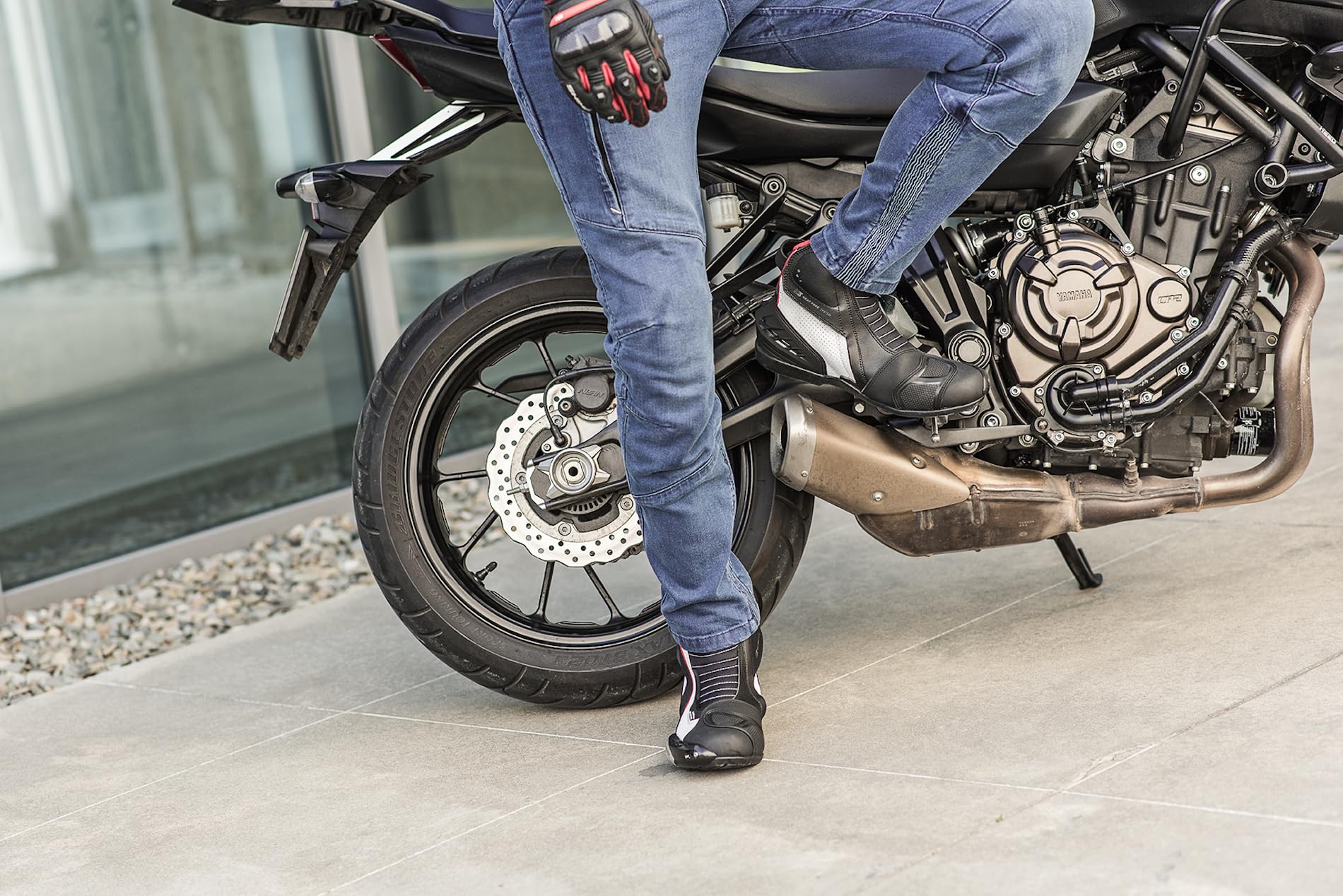 SHIMA SX-6 Vented, Leren motorschoenen, motorlaarzen voor heren, rood/wit (40-46, rood wit), maat 44