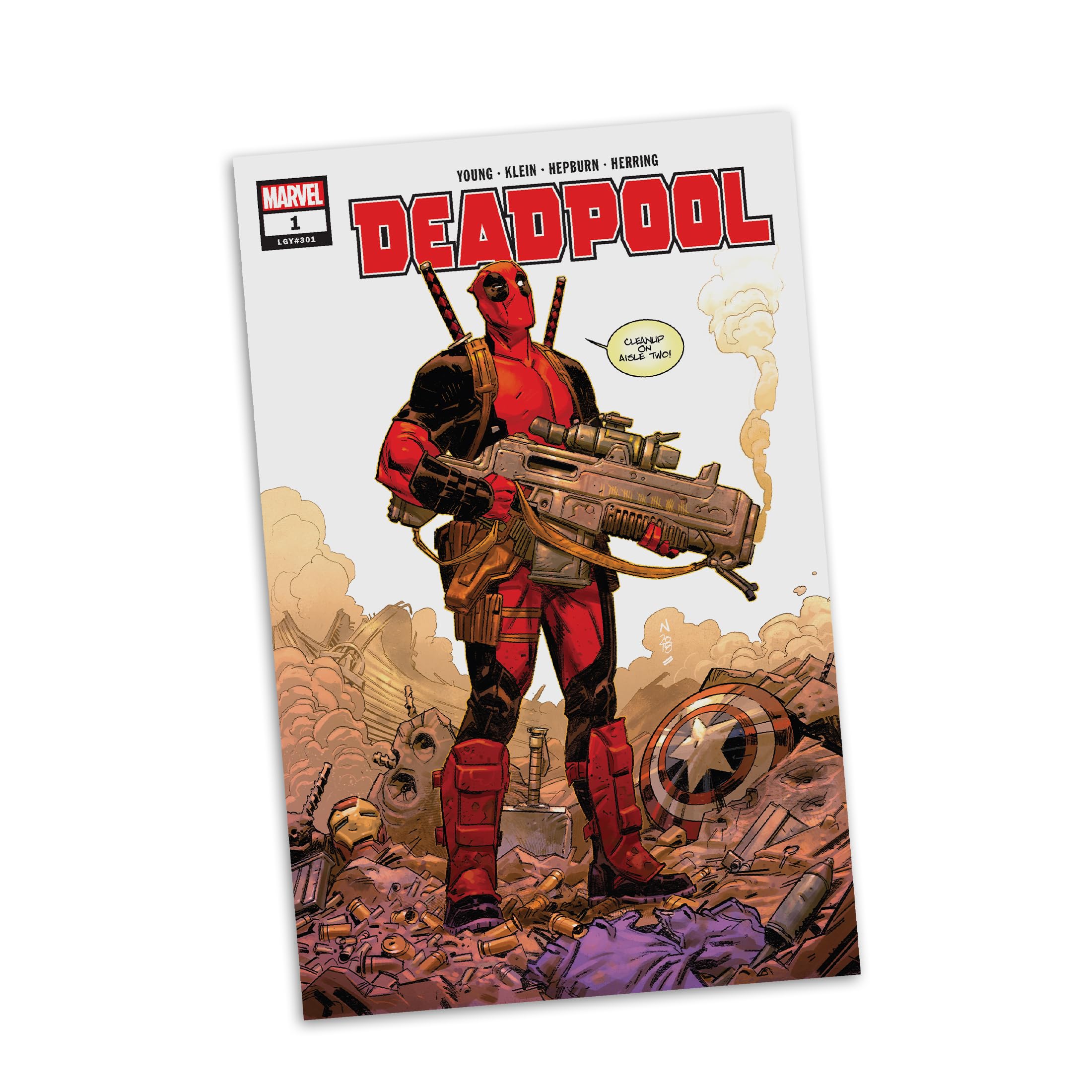 McFarlane Toys - Marvel Deadpool - Coleccionable a Escala 1:6 con Escena y cómic (Deadpool #1) | Figura coleccionable de Marvel de 12 pulgadas, escala 1/6, traje rojo de Deadpool #1