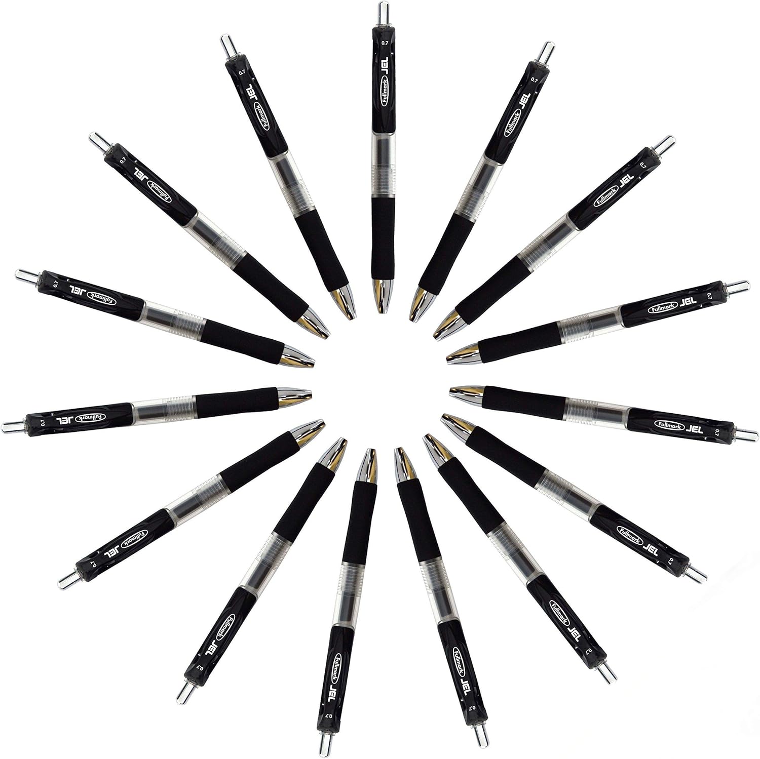 Fullmark JEL Retractable Premium Gel Ink Pens, Fine Point, 0.7mm Nib, Black, 15
