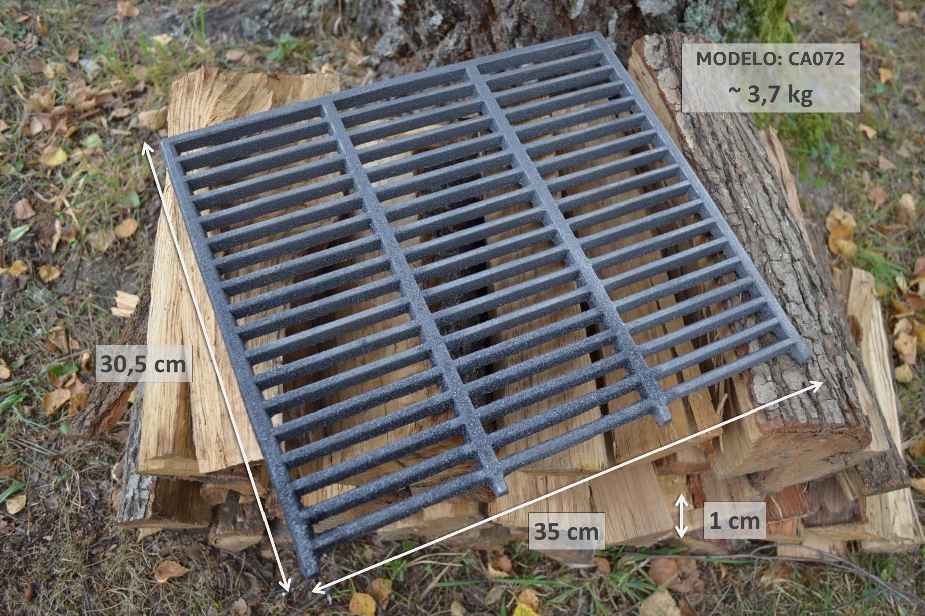 Żeliwny grill do piekarnika i kominka, 35 x 30 cm, stojak uniwersalny rozmiar do gotowania ciepła Resi idealny do grillowania i grillowania